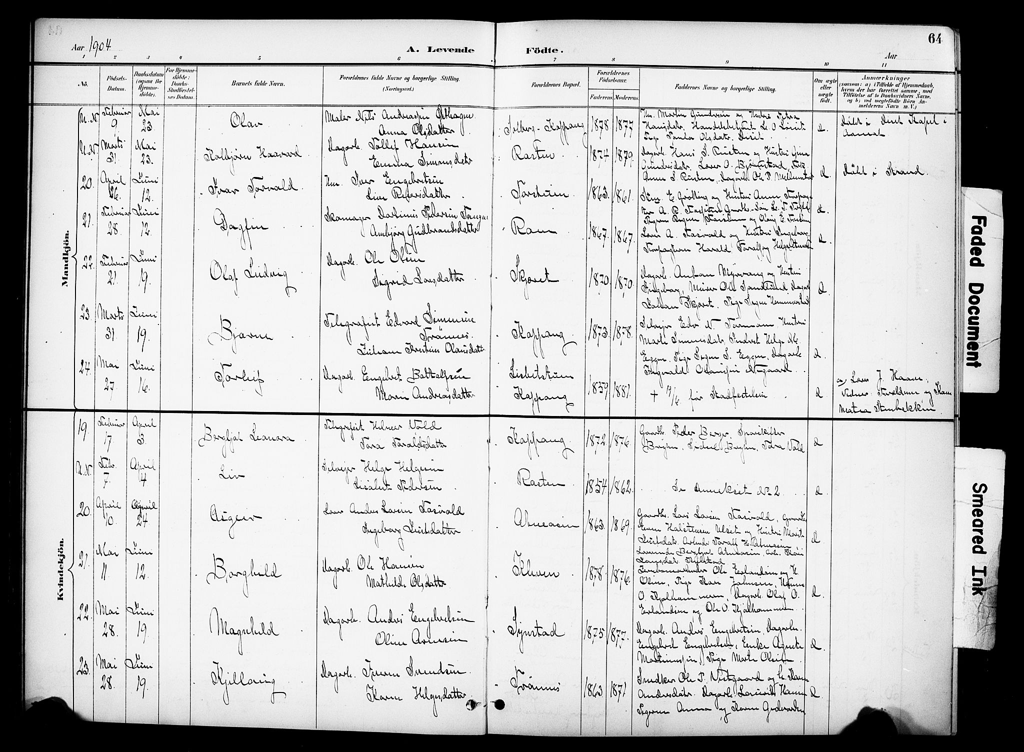 Stor-Elvdal prestekontor, AV/SAH-PREST-052/H/Ha/Hab/L0003: Klokkerbok nr. 3, 1895-1917, s. 64