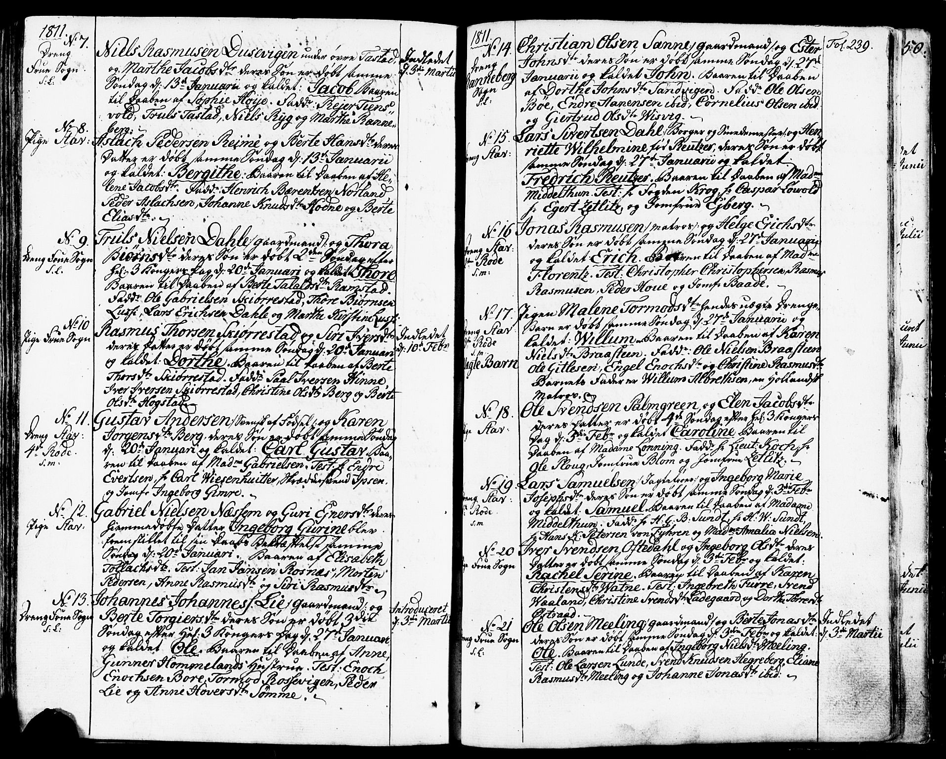 Domkirken sokneprestkontor, AV/SAST-A-101812/001/30/30BB/L0007: Klokkerbok nr. B 7, 1791-1813, s. 239
