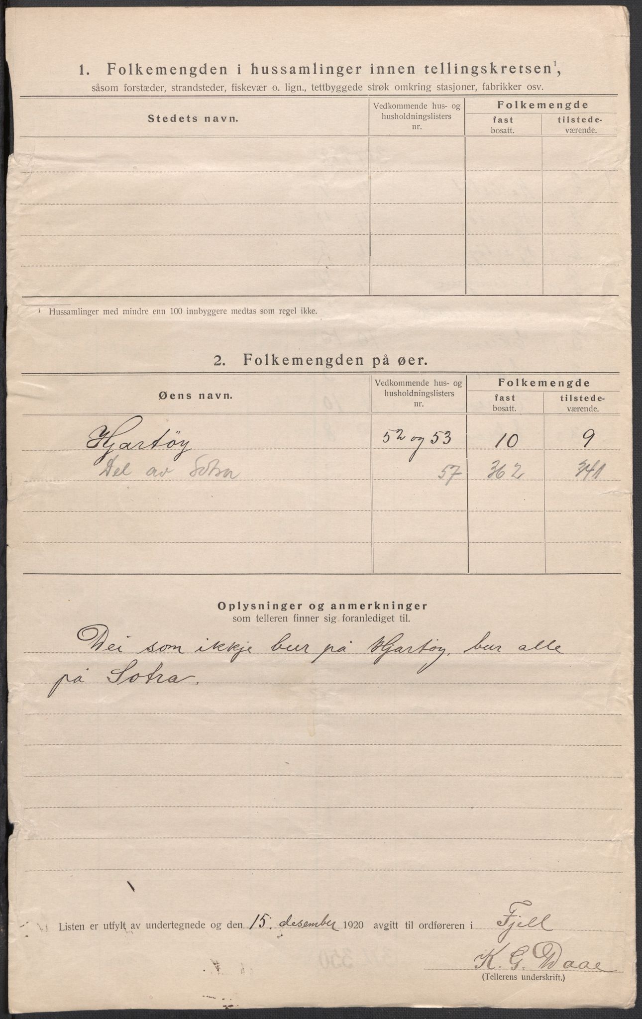 SAB, Folketelling 1920 for 1246 Fjell herred, 1920, s. 6