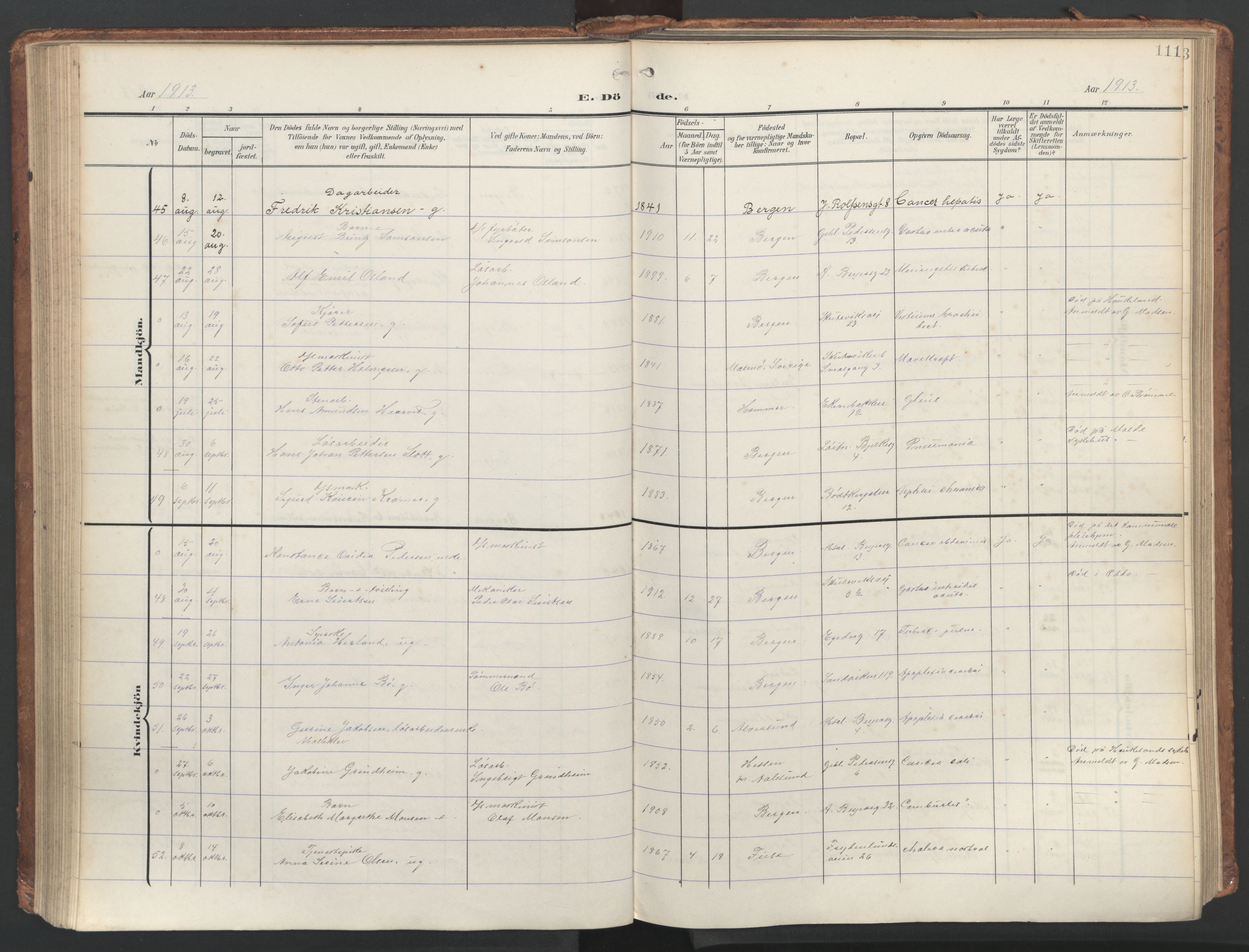 Sandviken Sokneprestembete, AV/SAB-A-77601/H/Ha/L0019: Ministerialbok nr. E 2, 1905-1933, s. 111