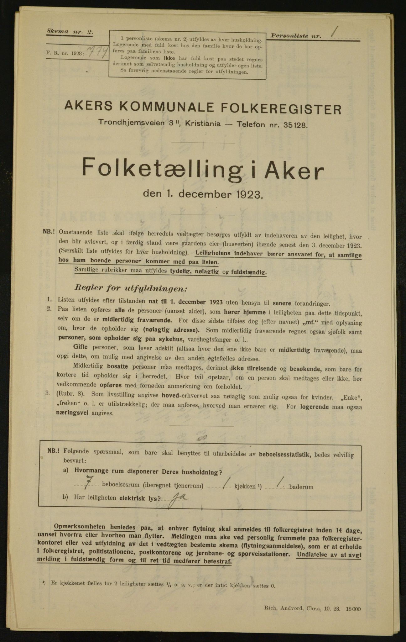 , Kommunal folketelling 1.12.1923 for Aker, 1923, s. 4754