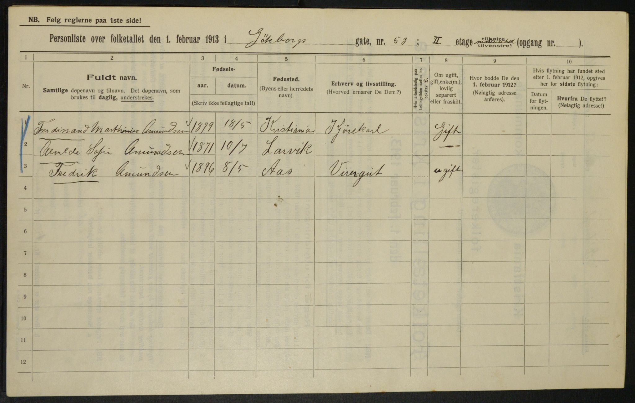 OBA, Kommunal folketelling 1.2.1913 for Kristiania, 1913, s. 33333