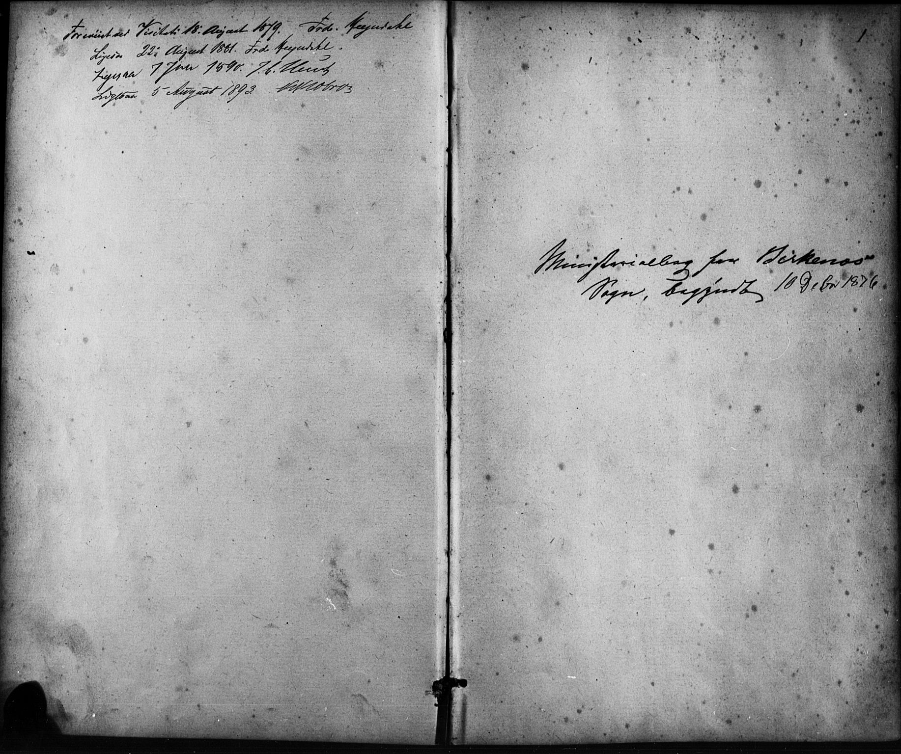 Birkenes sokneprestkontor, SAK/1111-0004/F/Fb/L0003: Klokkerbok nr. B 3, 1876-1892, s. 1