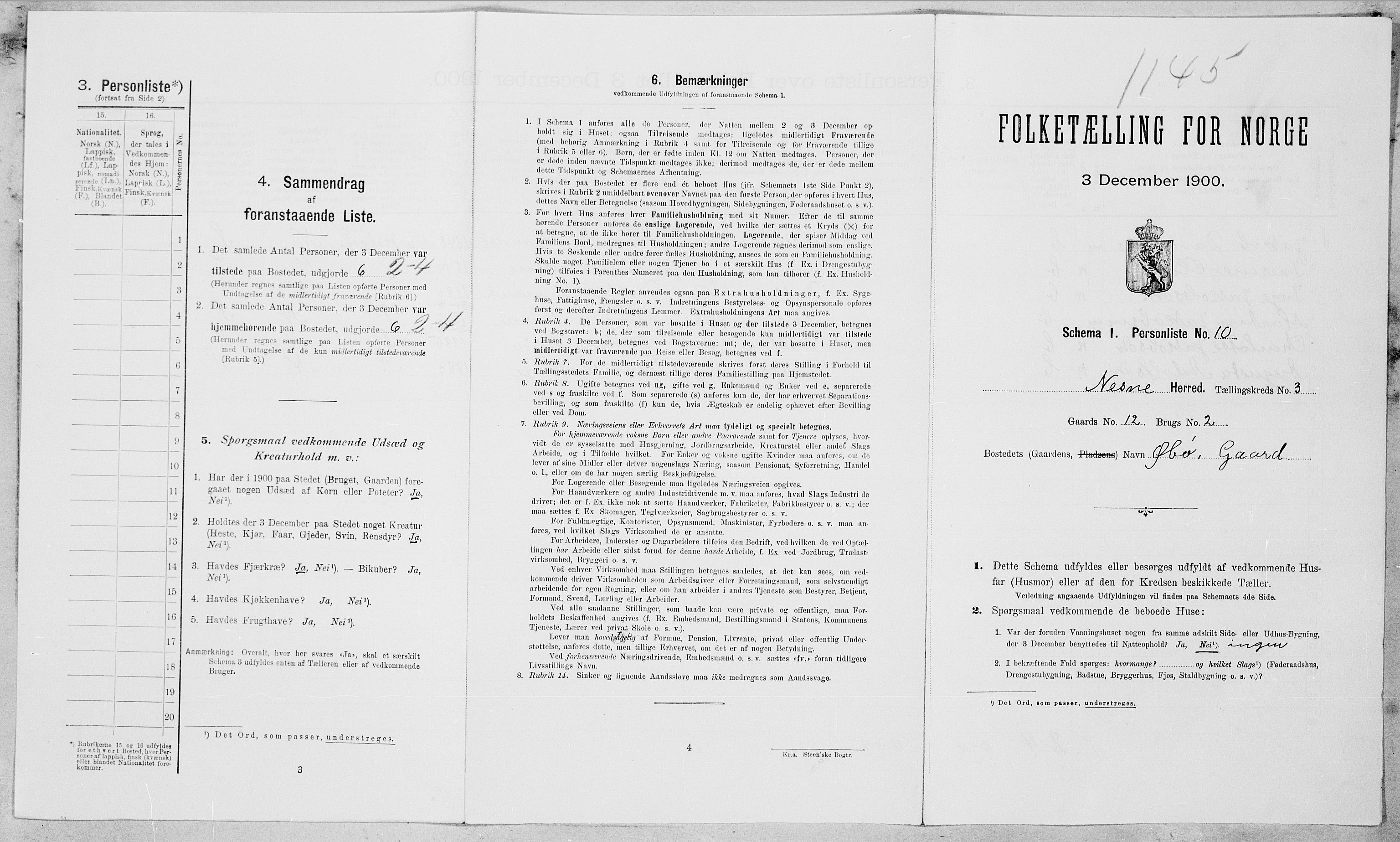 SAT, Folketelling 1900 for 1828 Nesna herred, 1900, s. 189