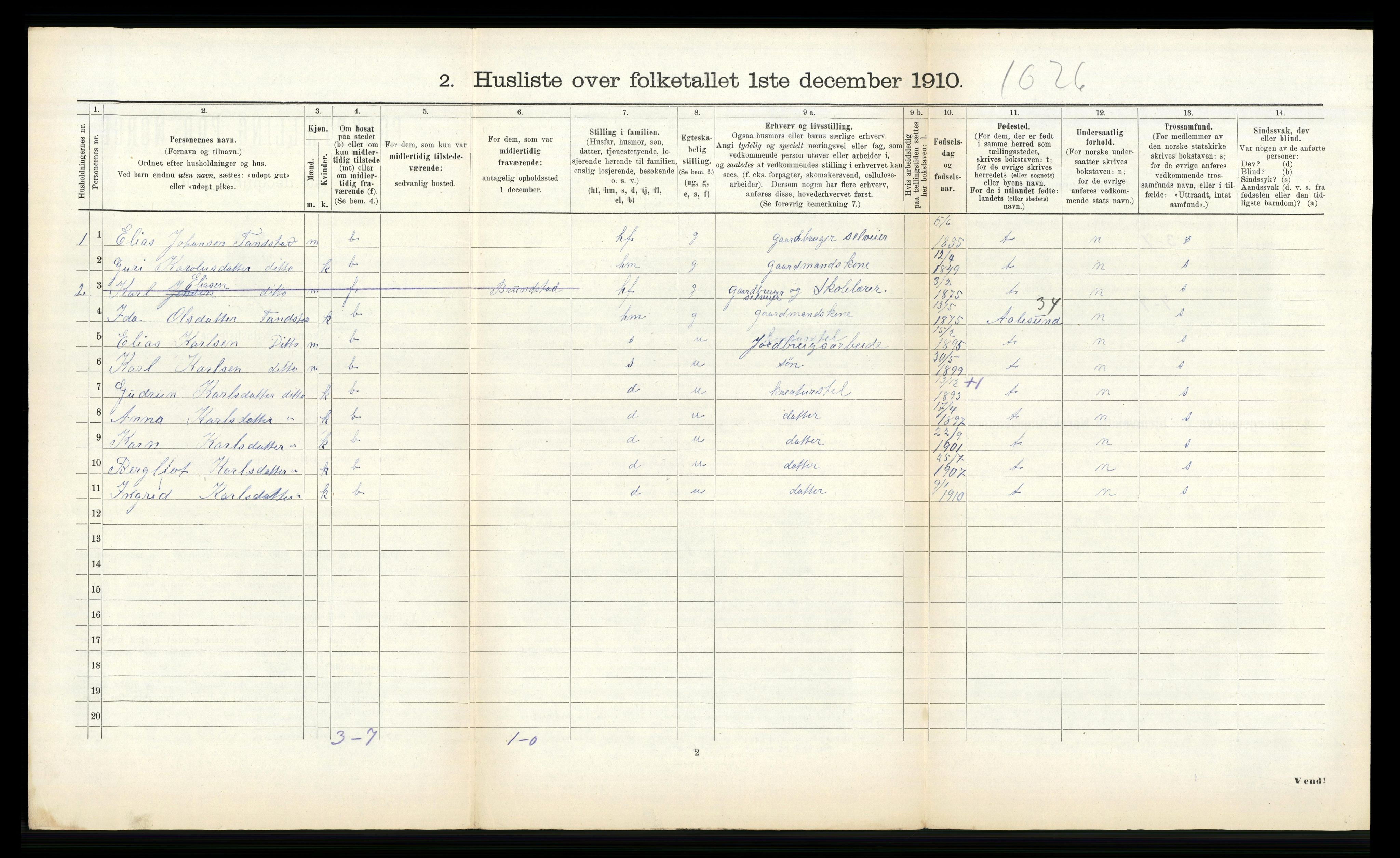 RA, Folketelling 1910 for 1528 Sykkylven herred, 1910, s. 408