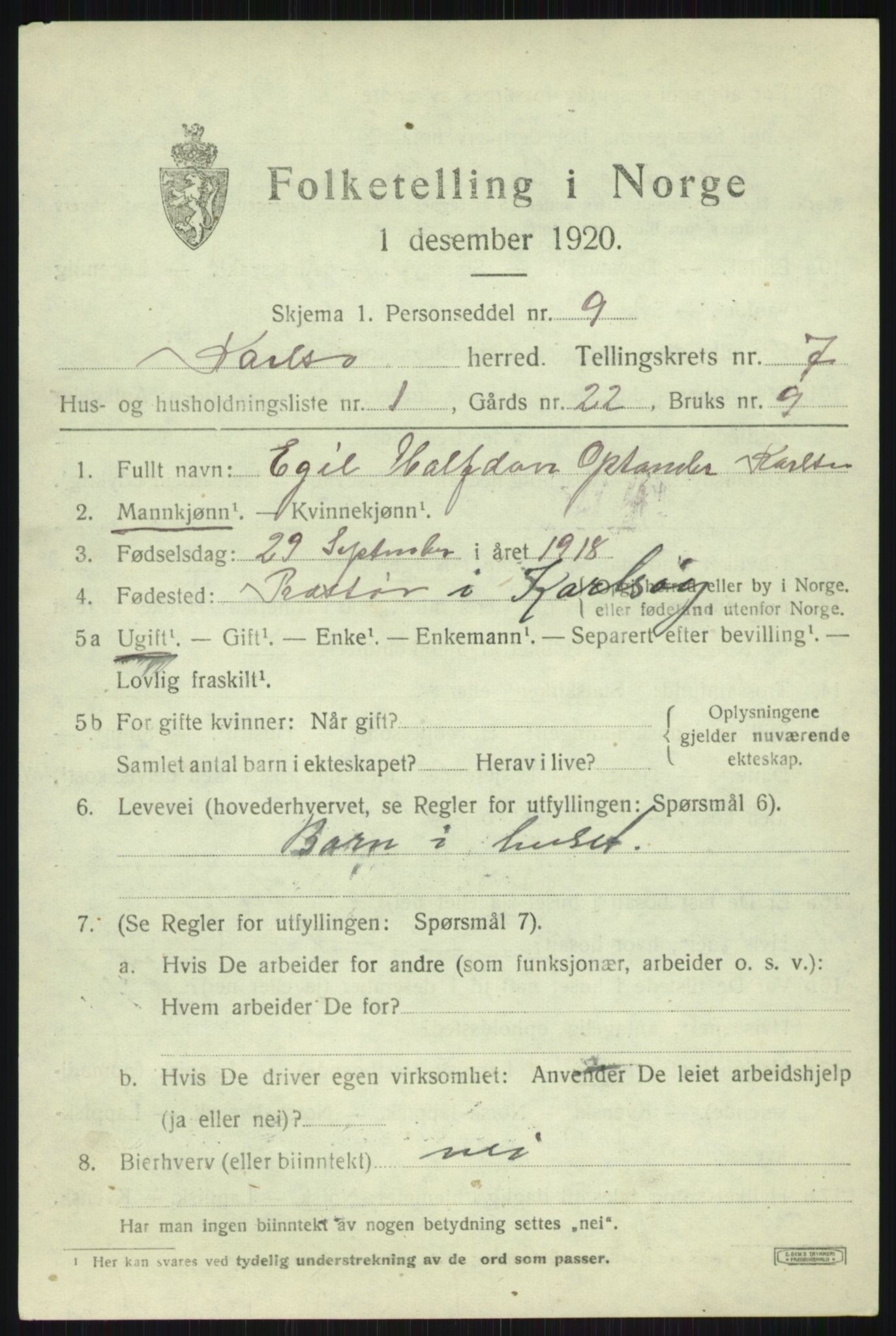 SATØ, Folketelling 1920 for 1936 Karlsøy herred, 1920, s. 2636