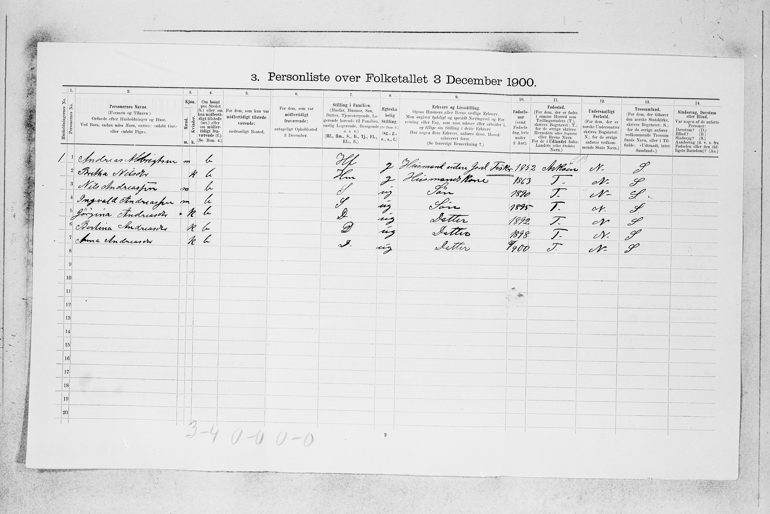 SAB, Folketelling 1900 for 1258 Herdla herred, 1900, s. 49