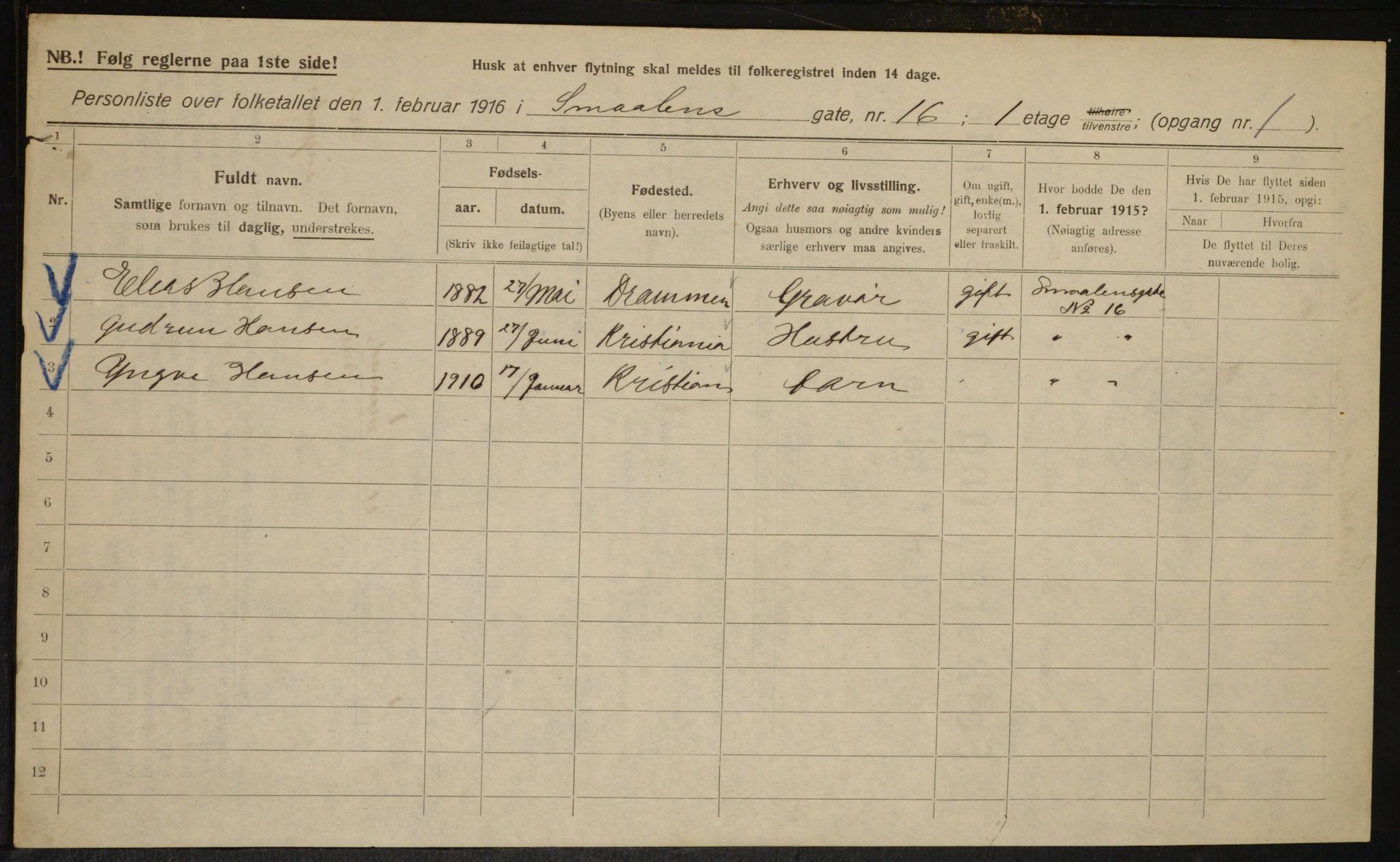 OBA, Kommunal folketelling 1.2.1916 for Kristiania, 1916, s. 100404