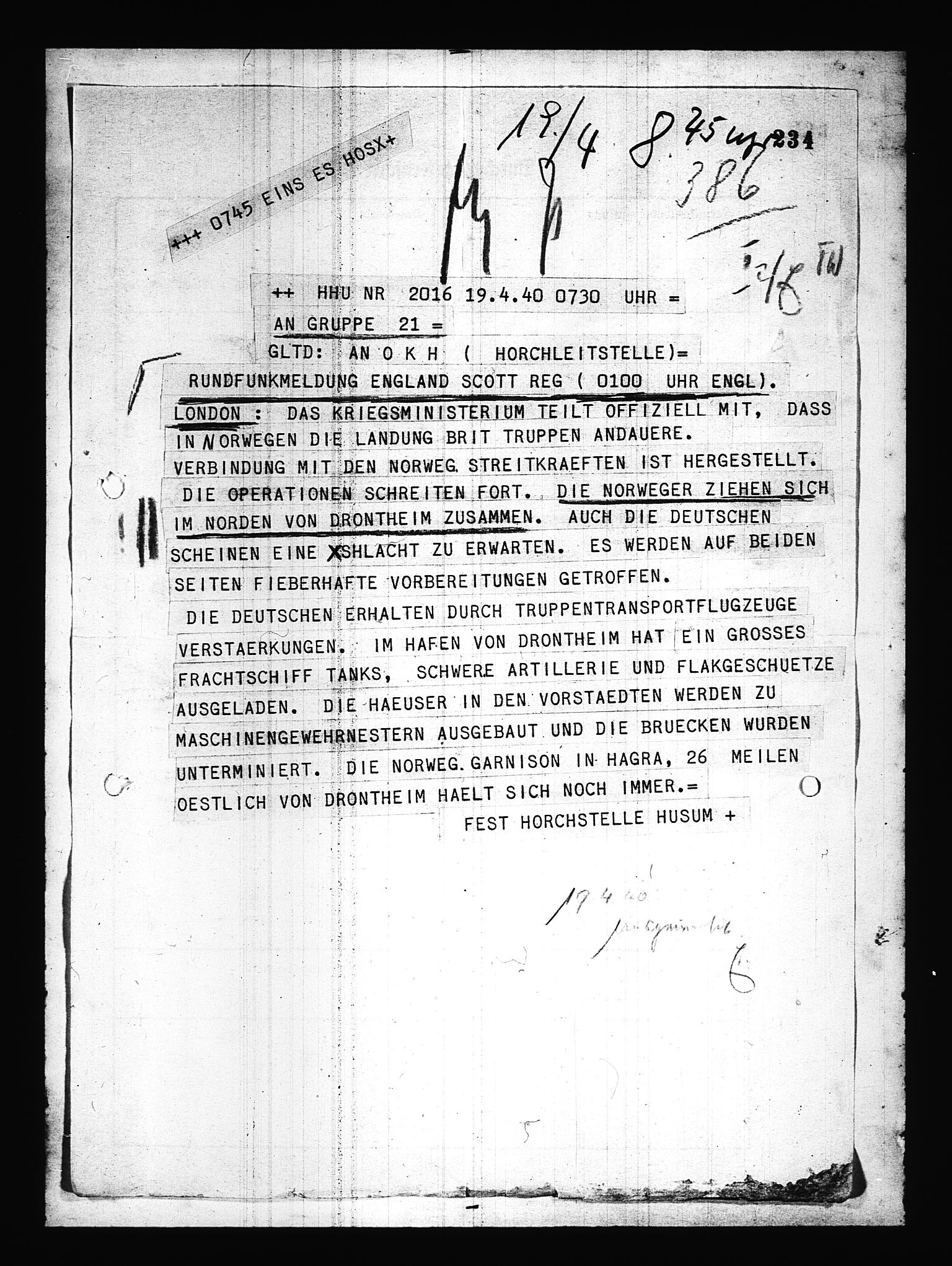 Documents Section, AV/RA-RAFA-2200/V/L0085: Amerikansk mikrofilm "Captured German Documents".
Box No. 724.  FKA jnr. 615/1954., 1940-1941, s. 14