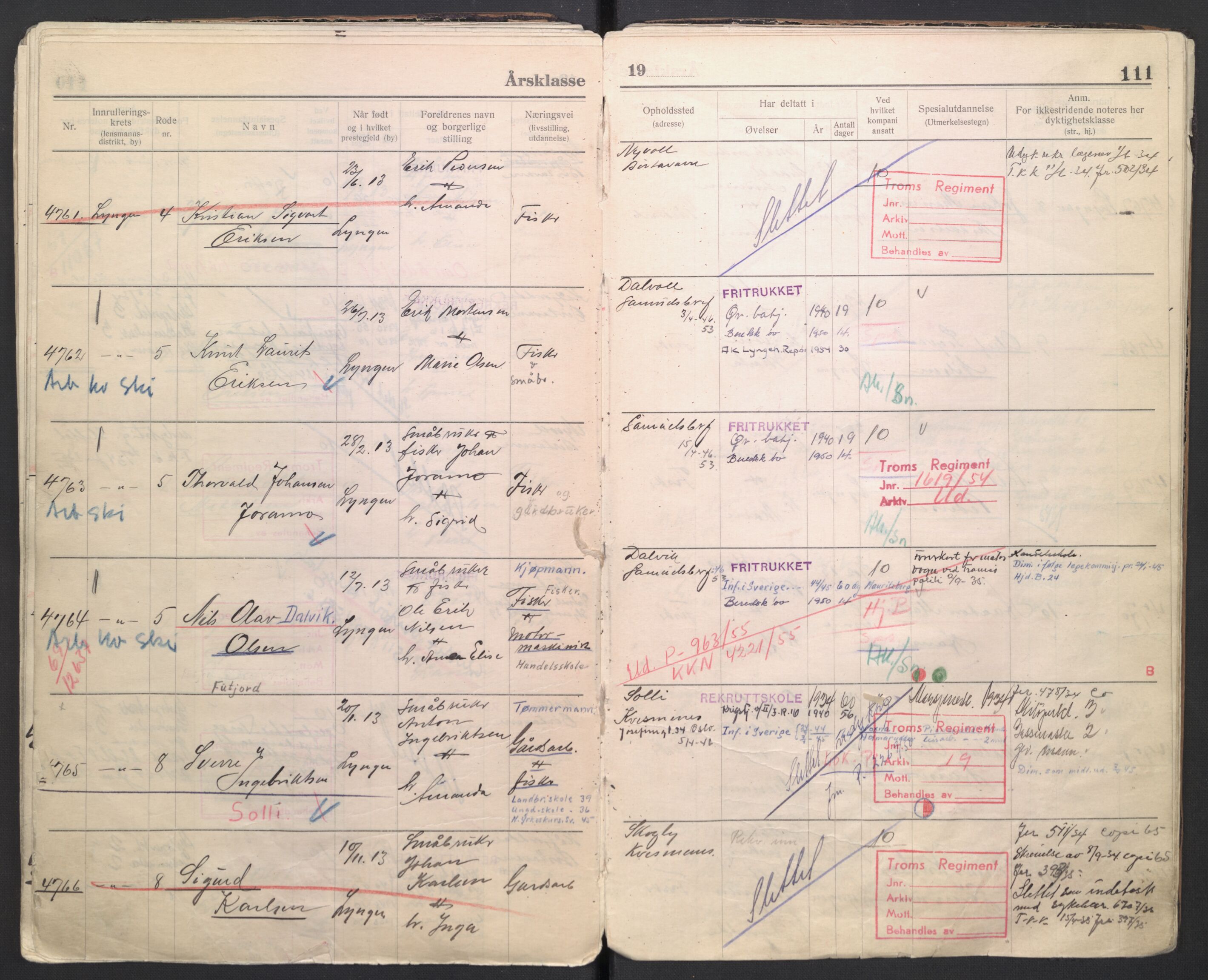 Forsvaret, Troms infanteriregiment nr. 16, AV/RA-RAFA-3146/P/Pa/L0006/0007: Ruller / Rulle for regimentets menige mannskaper, årsklasse 1934, 1934, s. 111