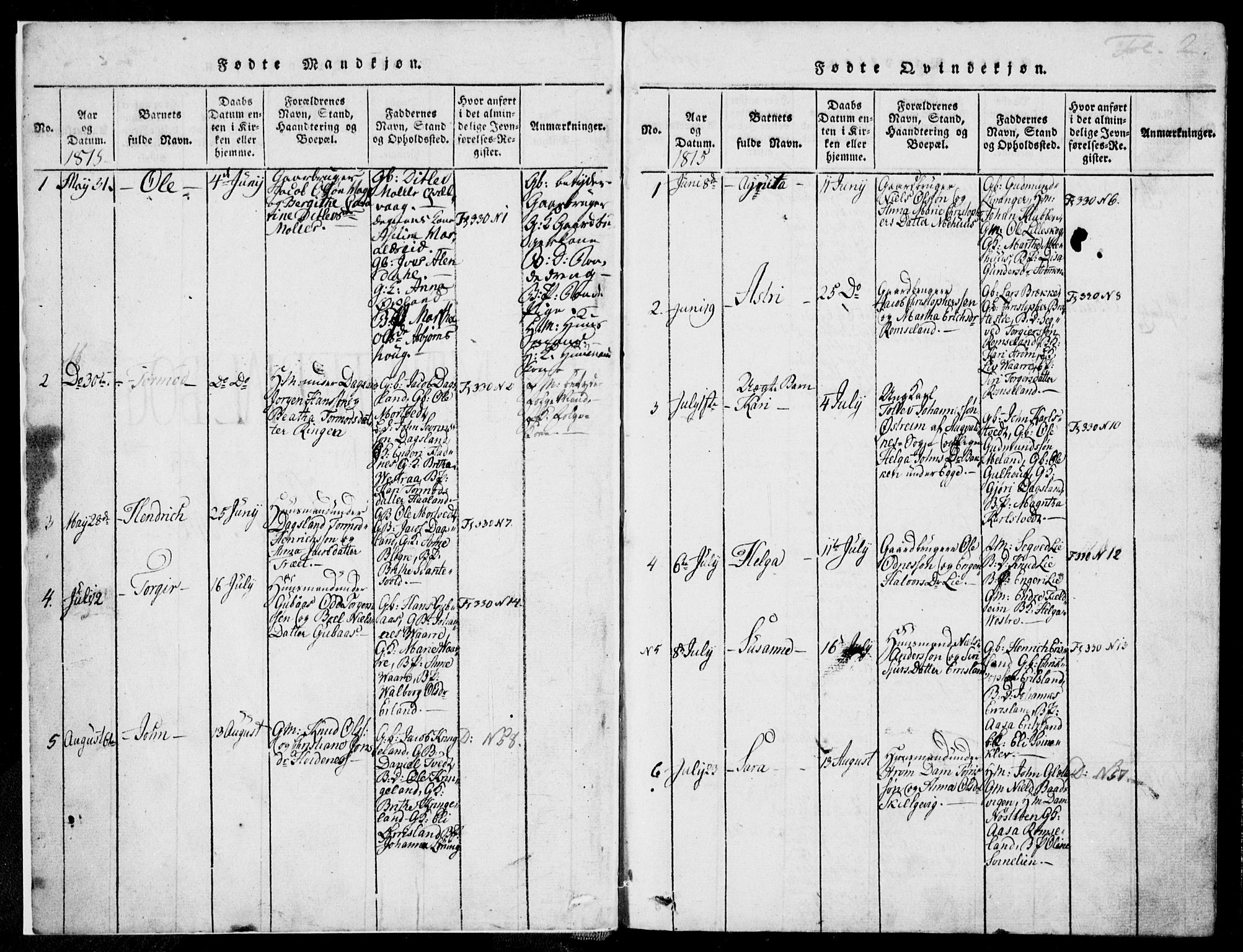 Skjold sokneprestkontor, AV/SAST-A-101847/H/Ha/Haa/L0003: Ministerialbok nr. A 3, 1815-1835, s. 2