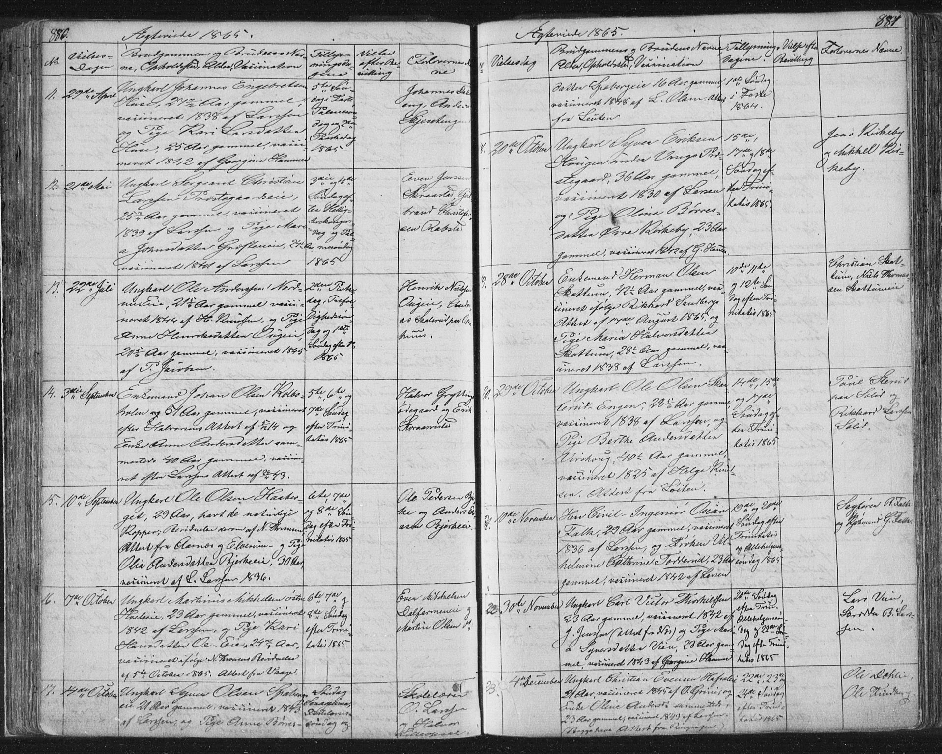 Vang prestekontor, Hedmark, AV/SAH-PREST-008/H/Ha/Hab/L0010B: Klokkerbok nr. 10b, 1854-1896, s. 880-881