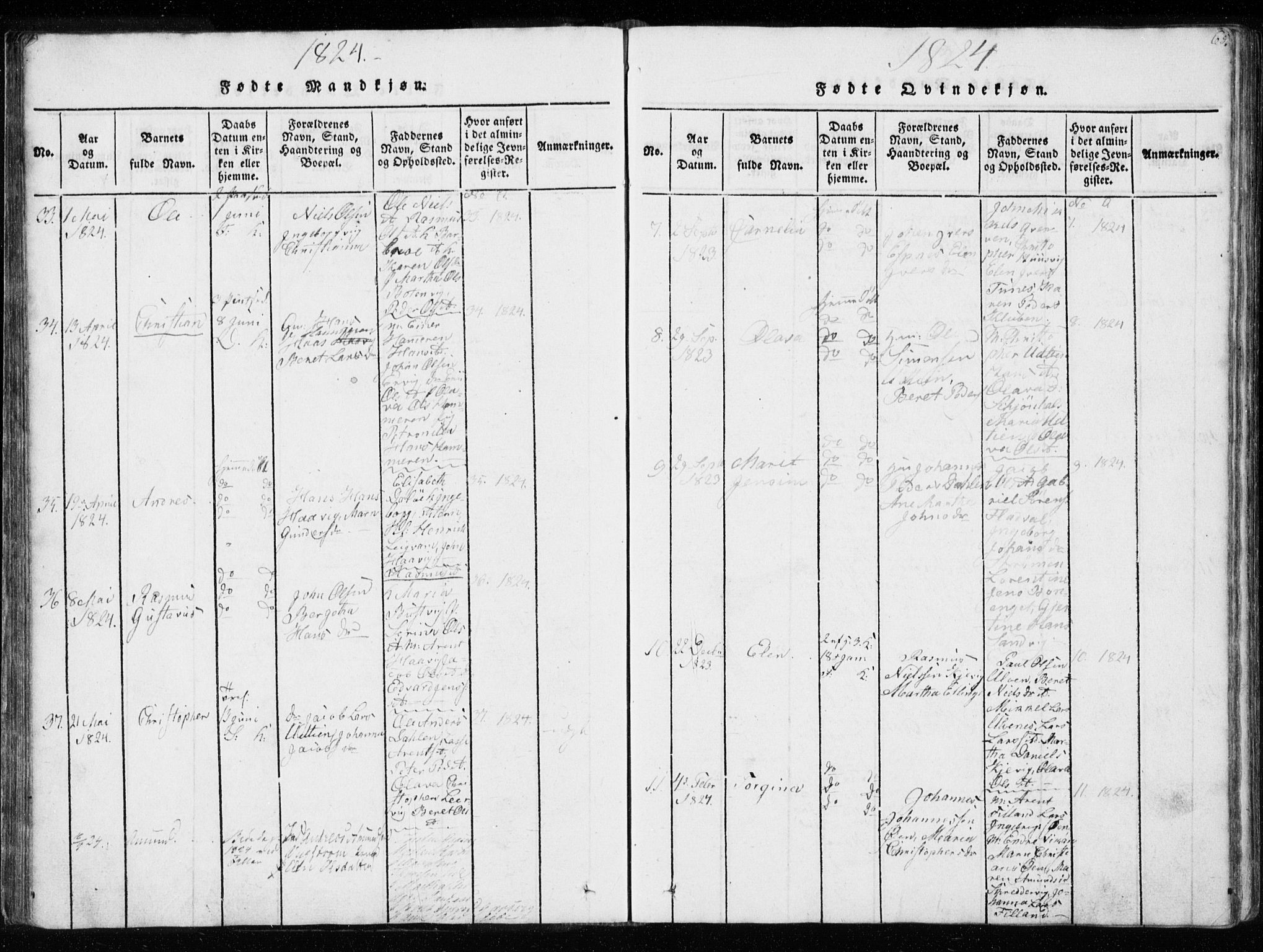 Ministerialprotokoller, klokkerbøker og fødselsregistre - Sør-Trøndelag, AV/SAT-A-1456/634/L0527: Ministerialbok nr. 634A03, 1818-1826, s. 65