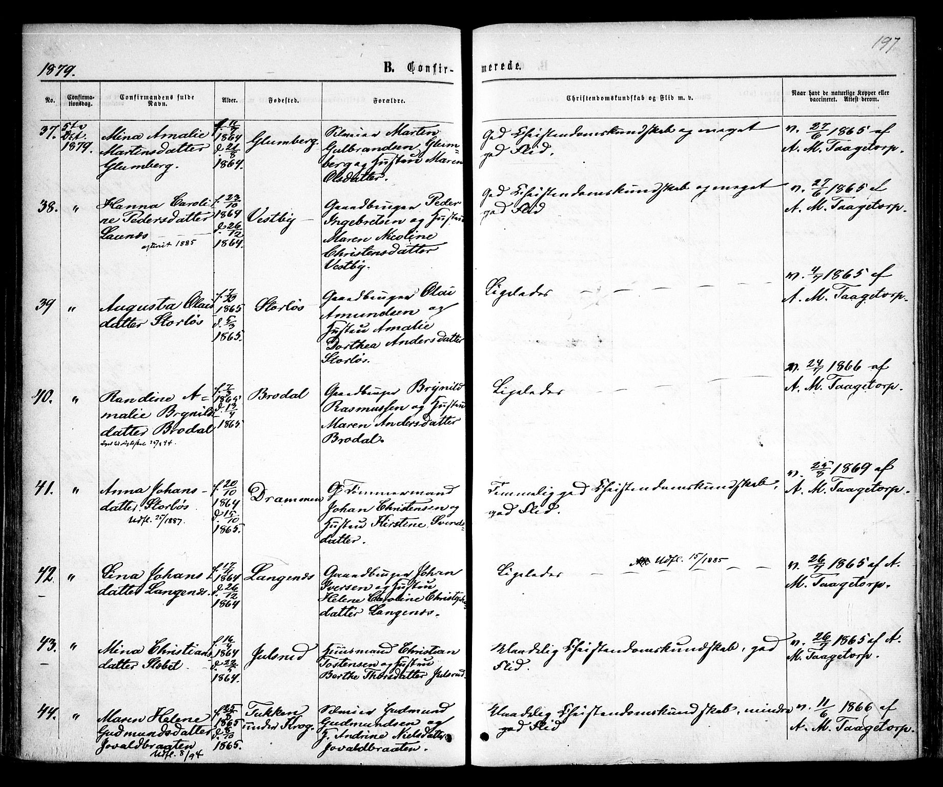Rødenes prestekontor Kirkebøker, AV/SAO-A-2005/F/Fa/L0008: Ministerialbok nr. I 8, 1869-1879, s. 197