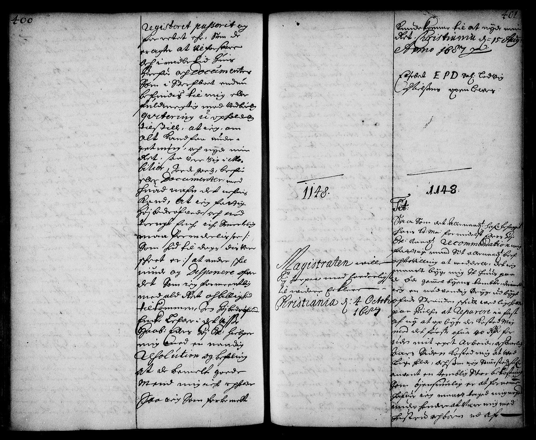 Stattholderembetet 1572-1771, AV/RA-EA-2870/Ae/L0004: Supplikasjons- og resolusjonsprotokoll, 1687, s. 400b-401a