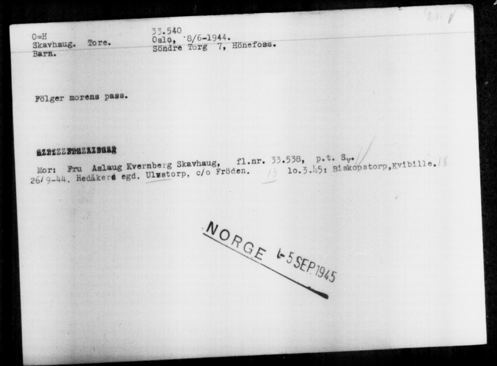 Utenriksstasjonene, Legasjonen i Stockholm, Flyktningkontoret, AV/RA-S-6753/V/Va/L0013: Kjesäterkartoteket, flyktninger med registreringsnr. 31500-34731, 1940-1945, s. 2152