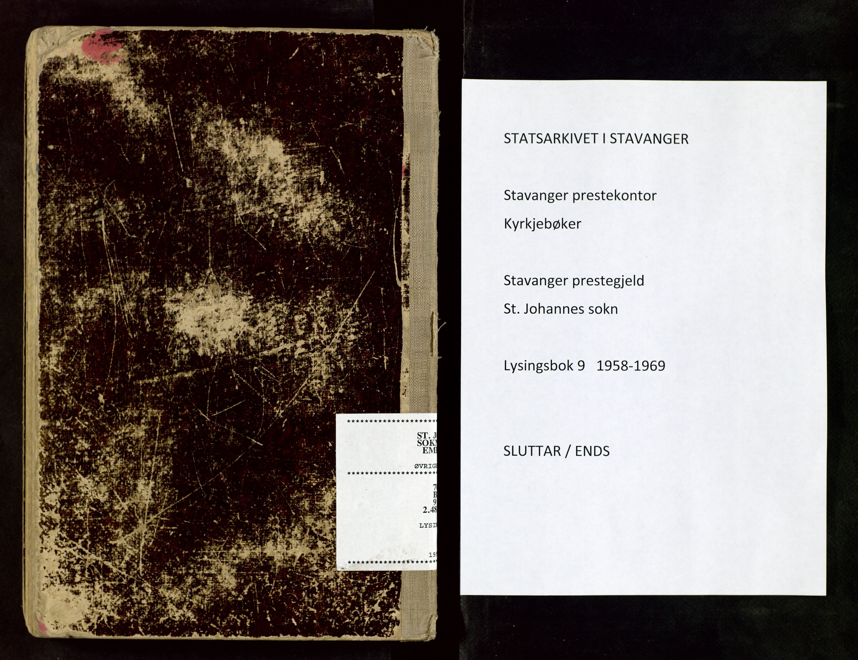 St. Johannes sokneprestkontor, SAST/A-101814/001/70/705BA/L0009: Lysningsprotokoll nr. 9, 1958-1969