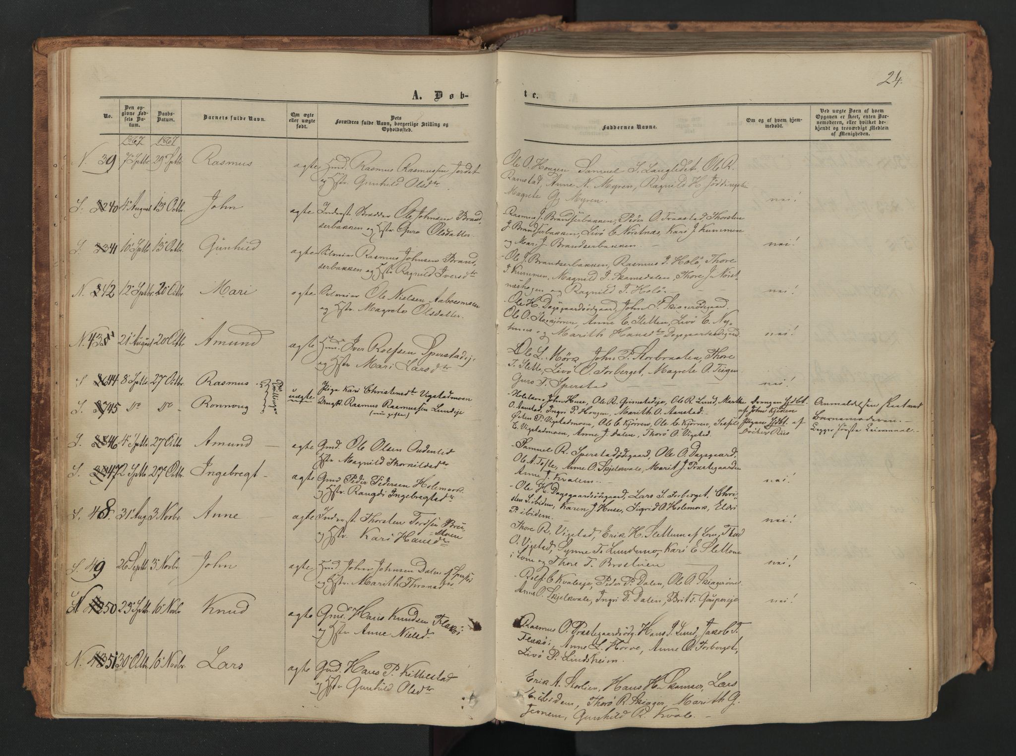 Skjåk prestekontor, AV/SAH-PREST-072/H/Ha/Haa/L0001: Ministerialbok nr. 1, 1863-1879, s. 24
