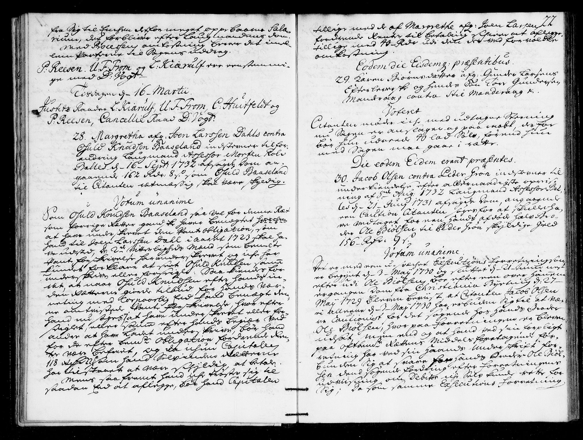 Overhoffretten 1667-1797, AV/RA-EA-2884/Ac/L0169: Voteringsprotokoll, 1734, s. 21b-22a