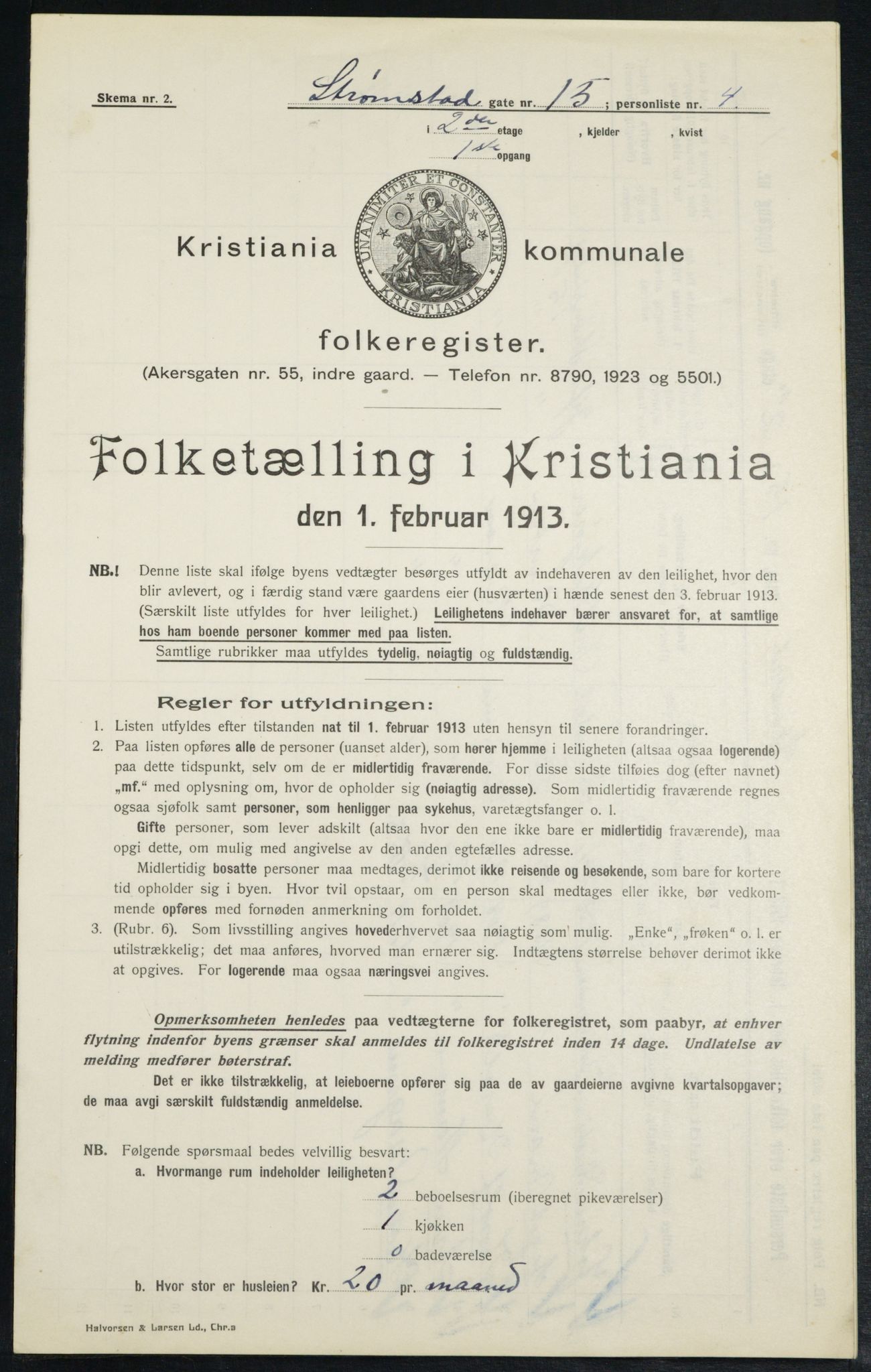 OBA, Kommunal folketelling 1.2.1913 for Kristiania, 1913, s. 104021