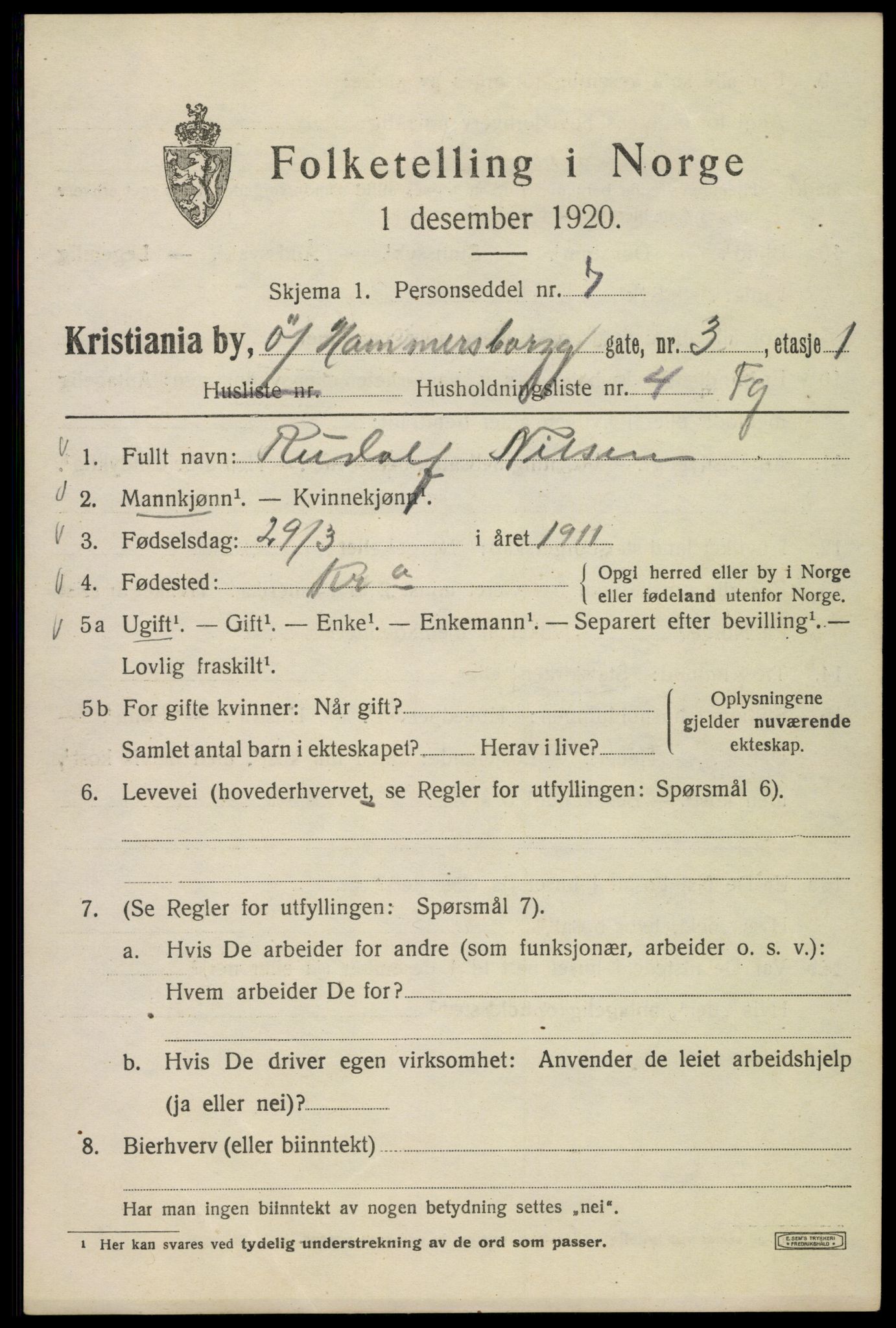 SAO, Folketelling 1920 for 0301 Kristiania kjøpstad, 1920, s. 657977