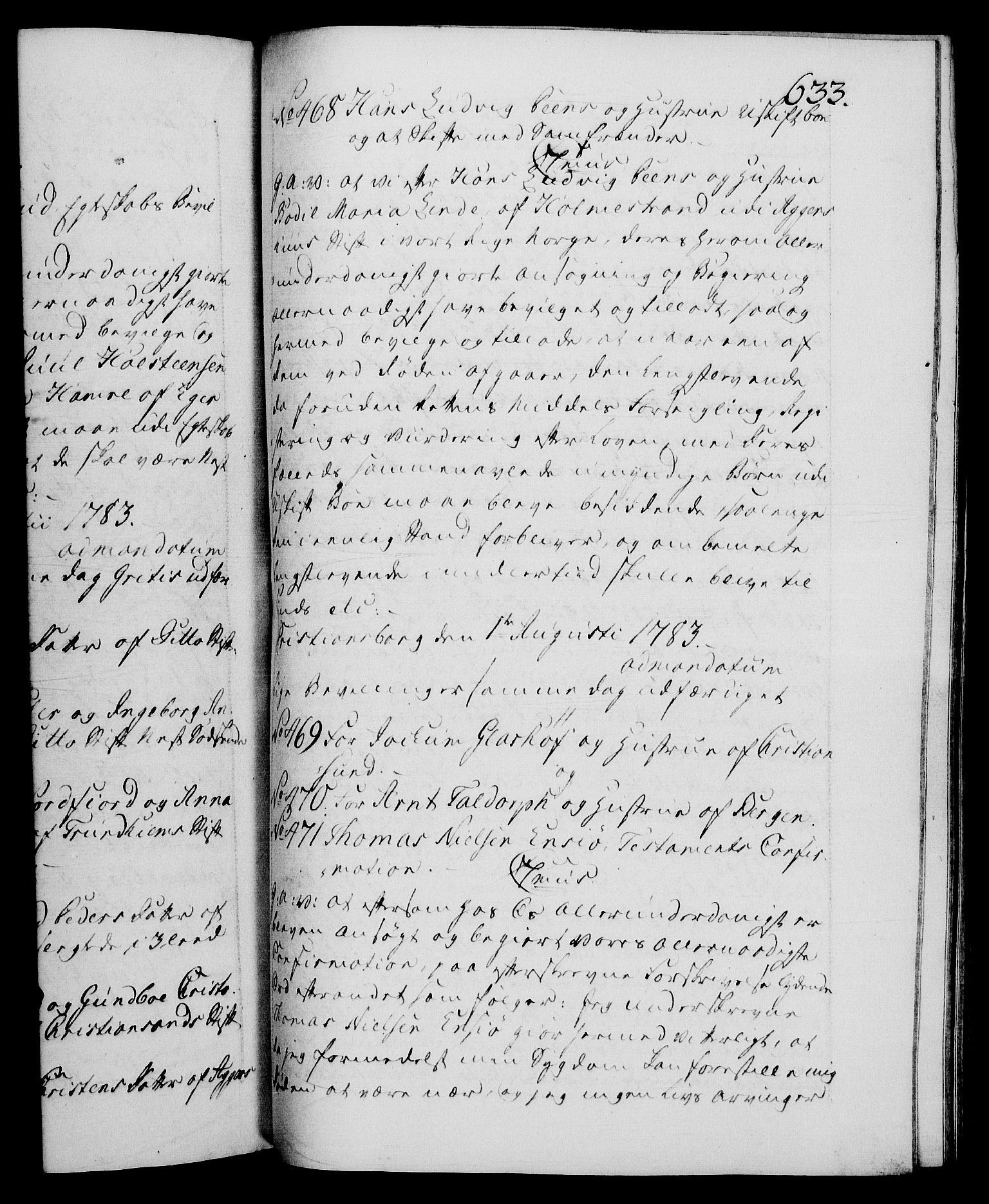 Danske Kanselli 1572-1799, RA/EA-3023/F/Fc/Fca/Fcaa/L0049: Norske registre, 1782-1783, s. 633a
