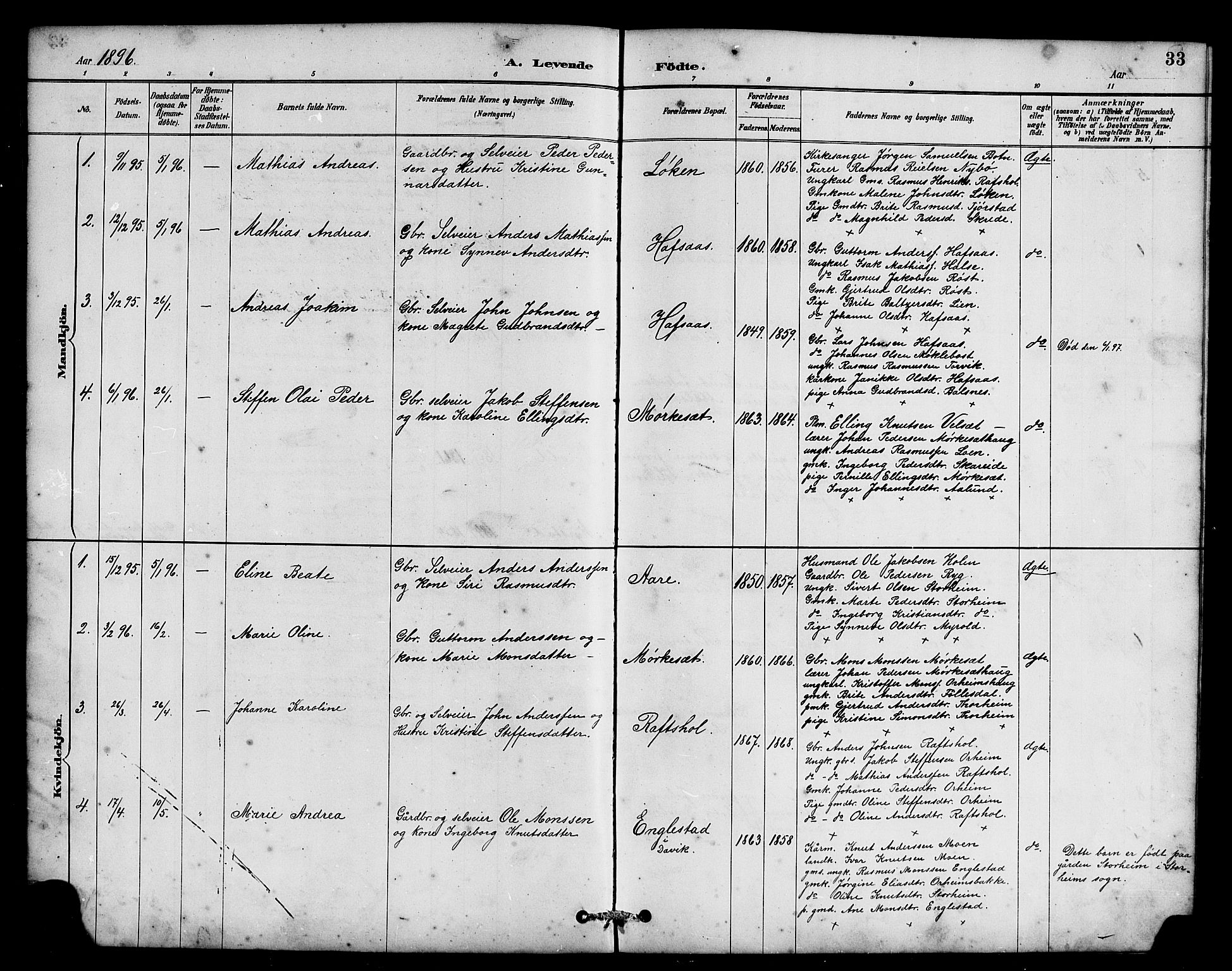 Eid sokneprestembete, SAB/A-82301/H/Hab/Habc/L0002: Klokkerbok nr. C 2, 1887-1906, s. 33