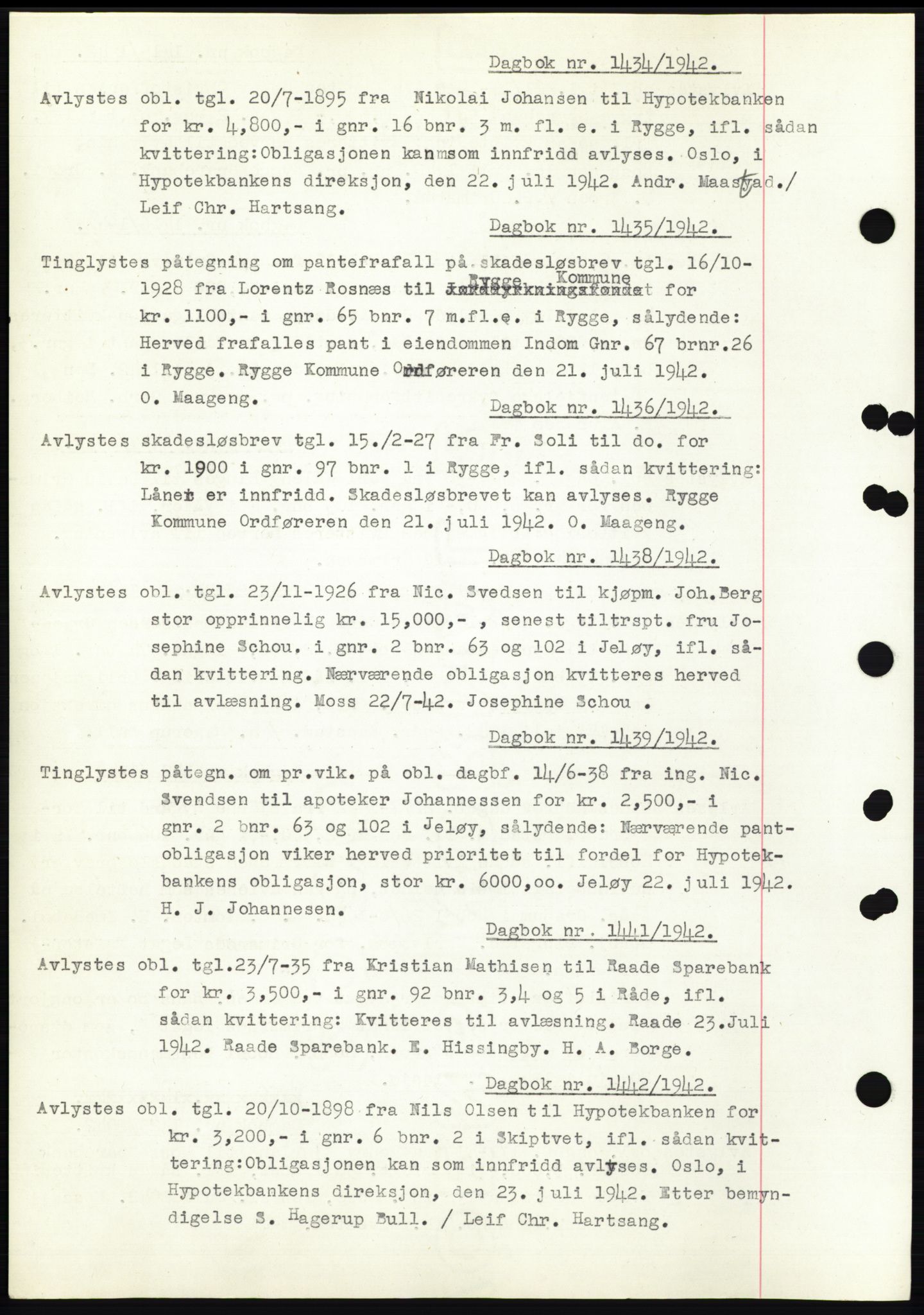 Moss sorenskriveri, SAO/A-10168: Pantebok nr. C10, 1938-1950, Dagboknr: 1434/1942