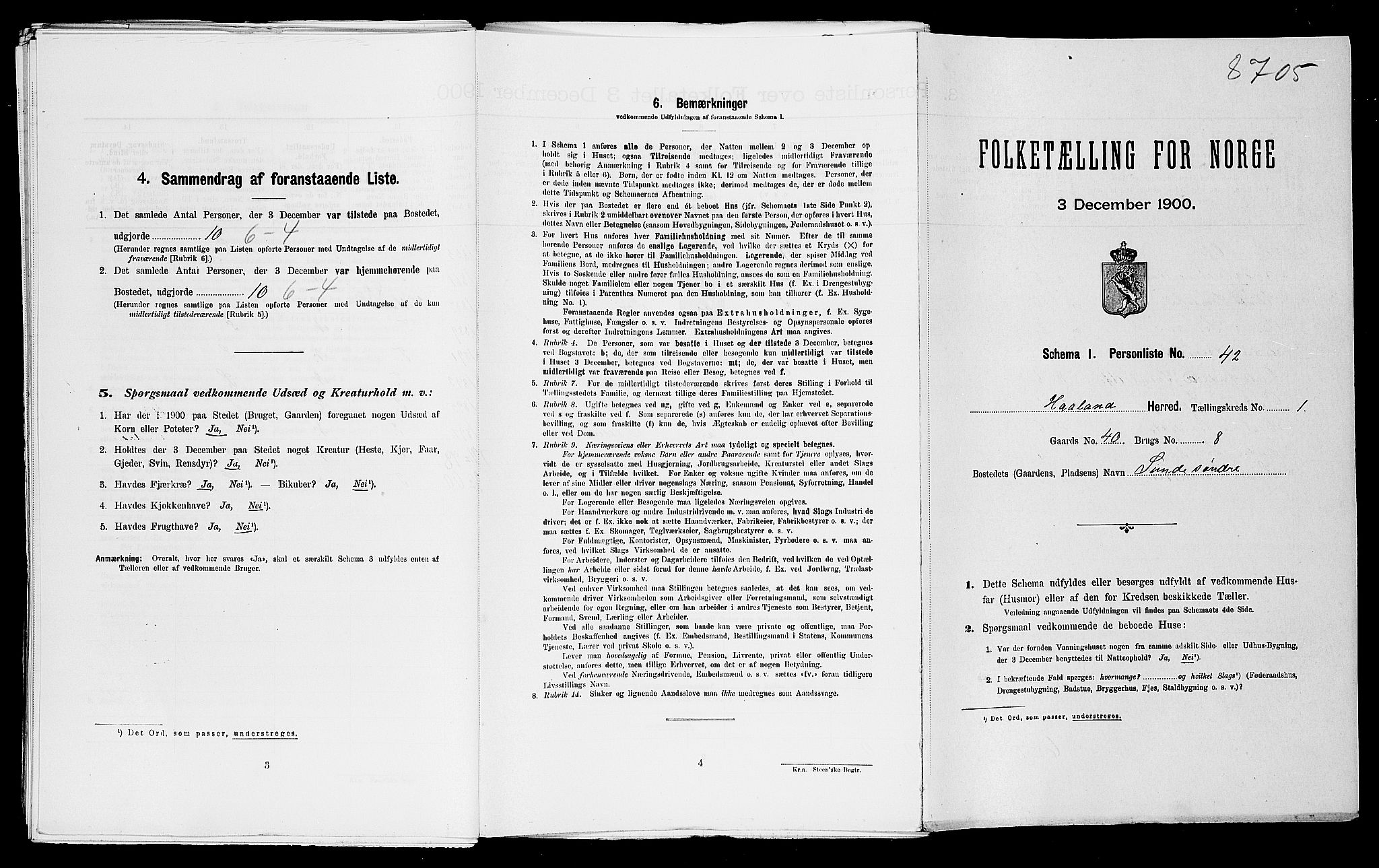 SAST, Folketelling 1900 for 1124 Haaland herred, 1900, s. 180