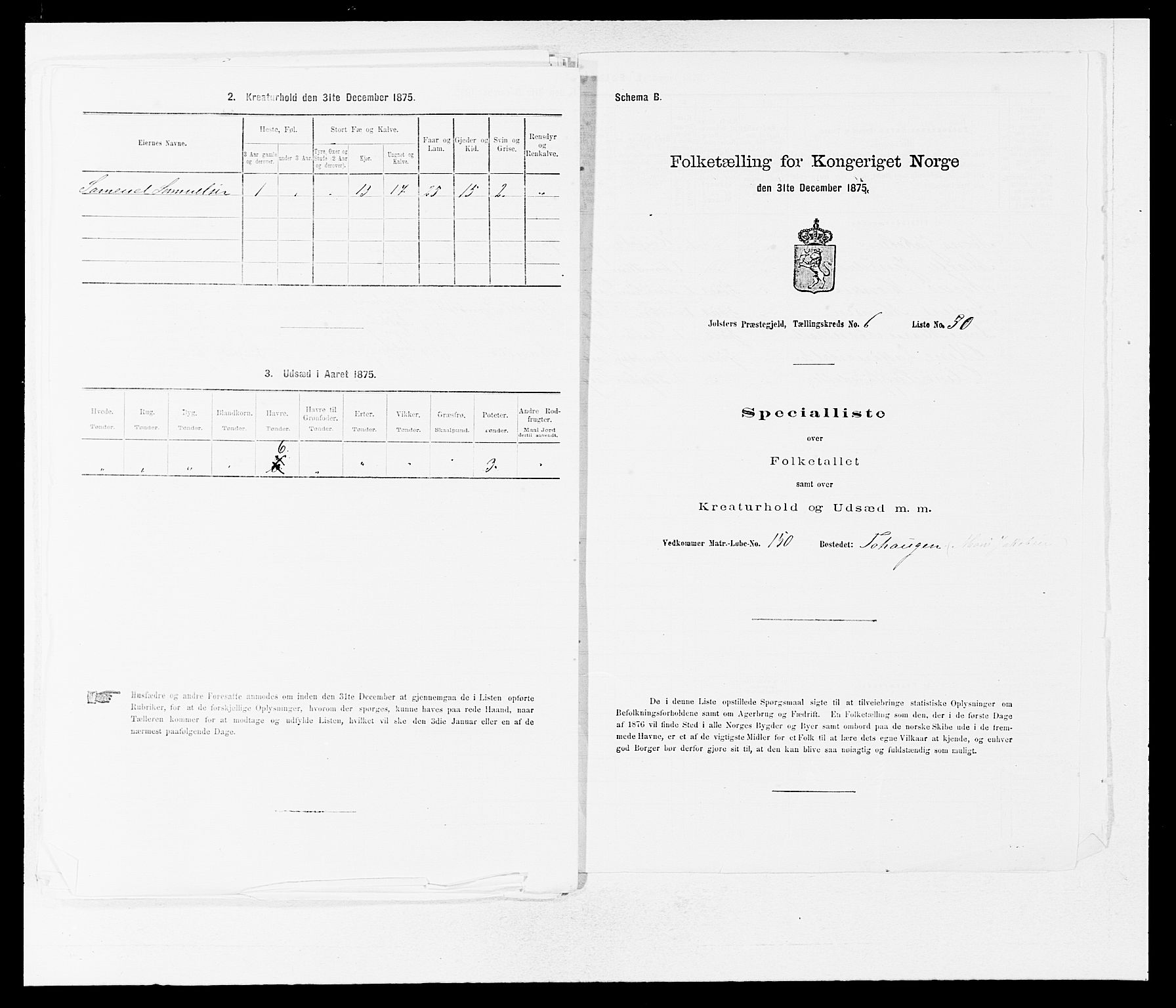 SAB, Folketelling 1875 for 1431P Jølster prestegjeld, 1875, s. 522