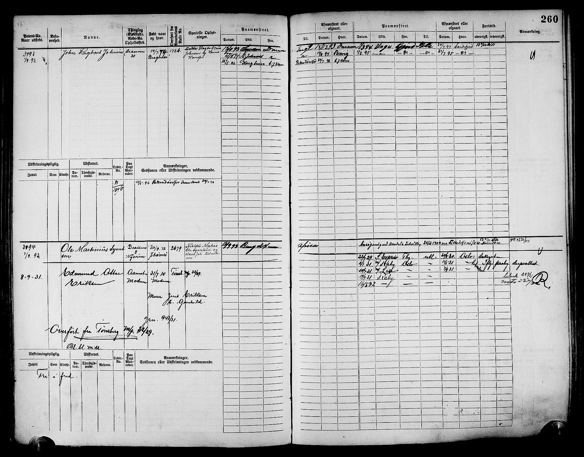 Drammen innrulleringsdistrikt, AV/SAKO-A-781/F/Fc/L0004: Hovedrulle, 1885, s. 266