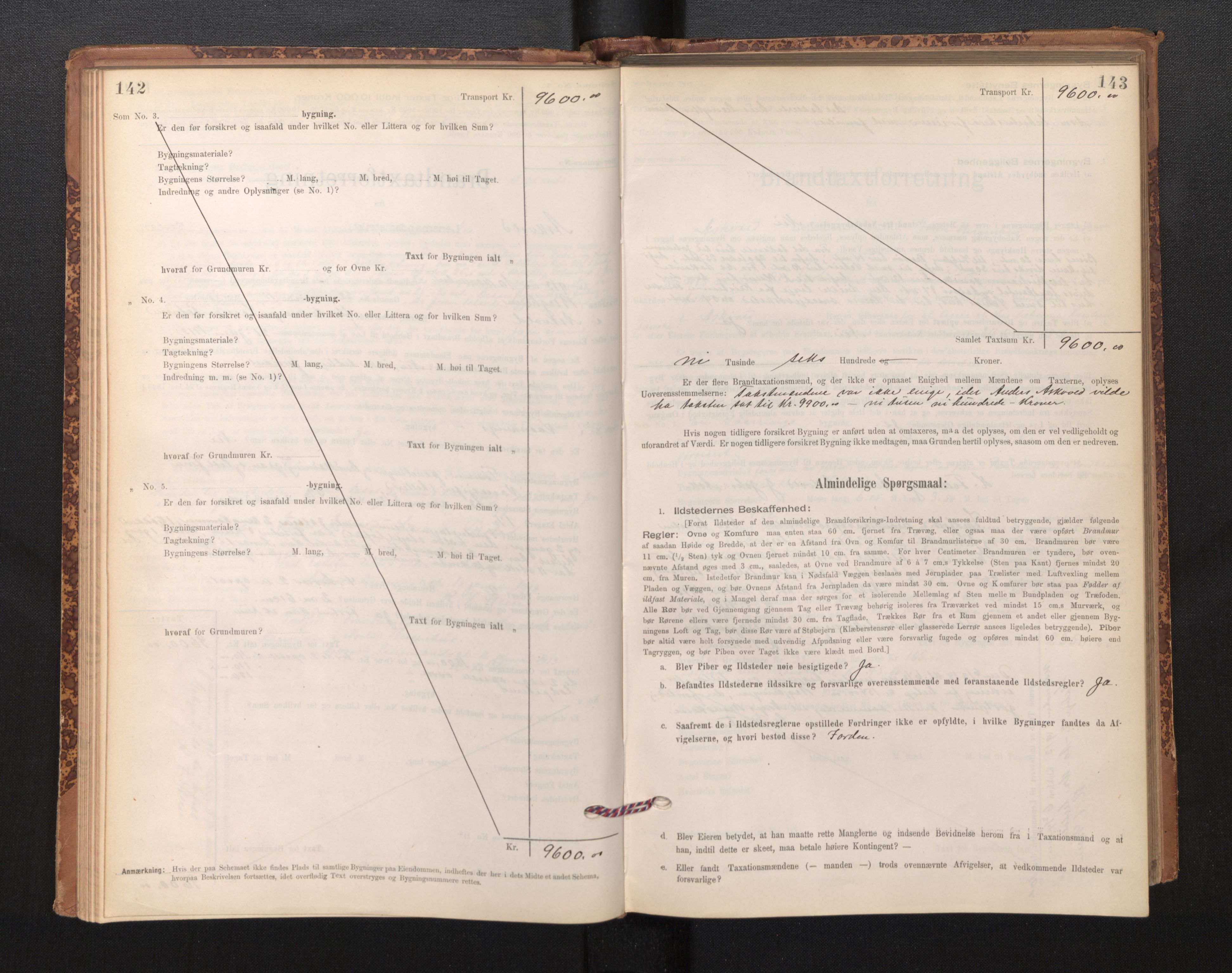 Lensmannen i Askvoll, AV/SAB-A-26301/0012/L0004: Branntakstprotokoll, skjematakst og liste over branntakstmenn, 1895-1932, s. 142-143