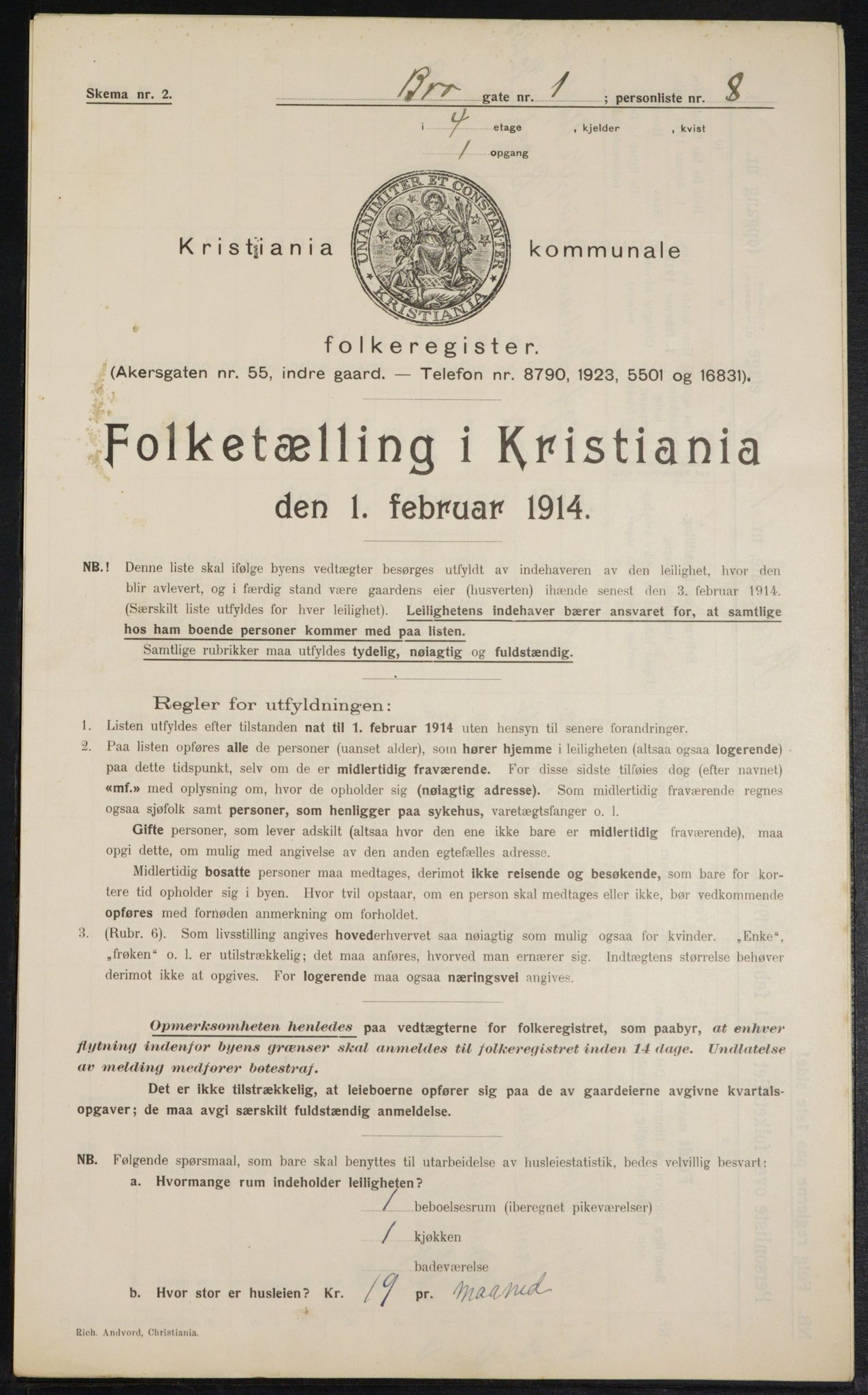 OBA, Kommunal folketelling 1.2.1914 for Kristiania, 1914, s. 9706