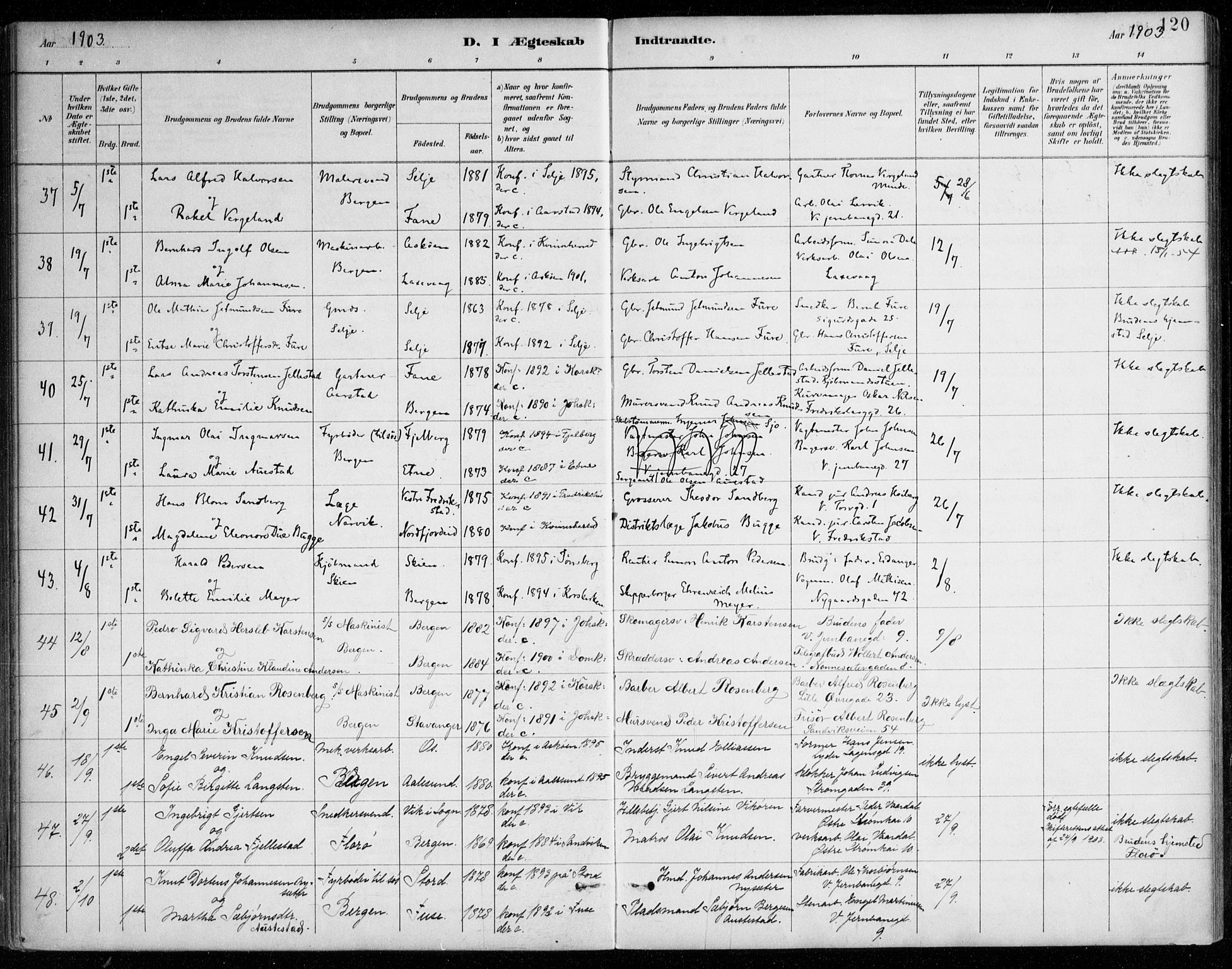 Johanneskirken sokneprestembete, AV/SAB-A-76001/H/Haa/L0012: Ministerialbok nr. D 1, 1885-1912, s. 120