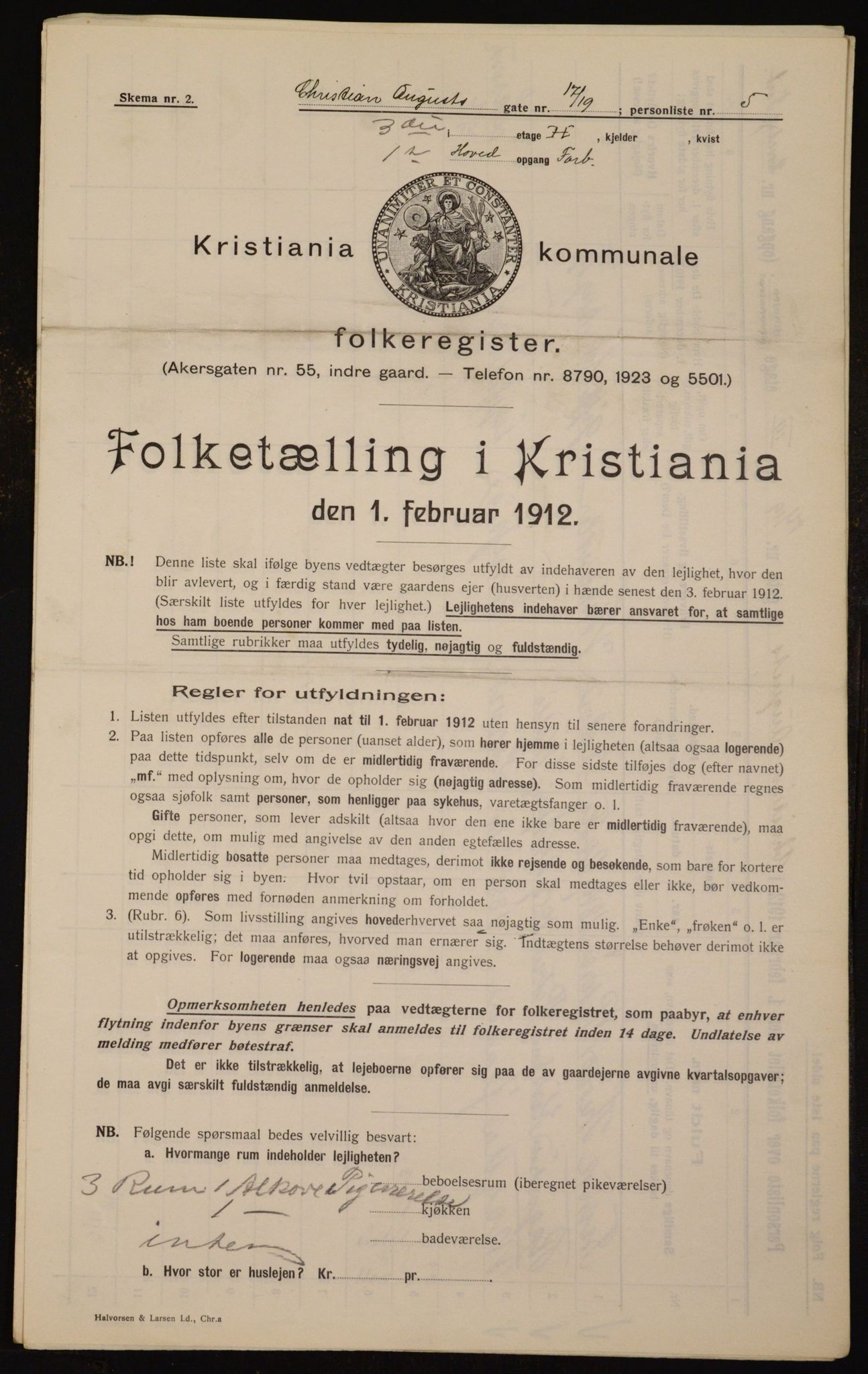 OBA, Kommunal folketelling 1.2.1912 for Kristiania, 1912, s. 54358