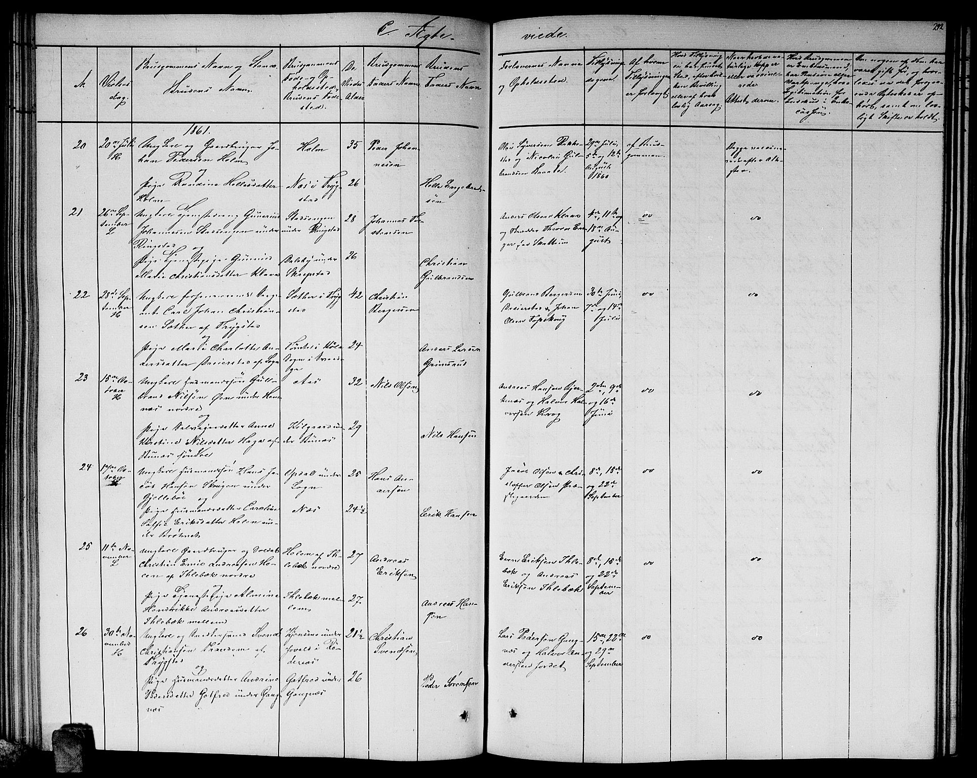 Høland prestekontor Kirkebøker, AV/SAO-A-10346a/G/Ga/L0004: Klokkerbok nr. I 4, 1854-1862, s. 292