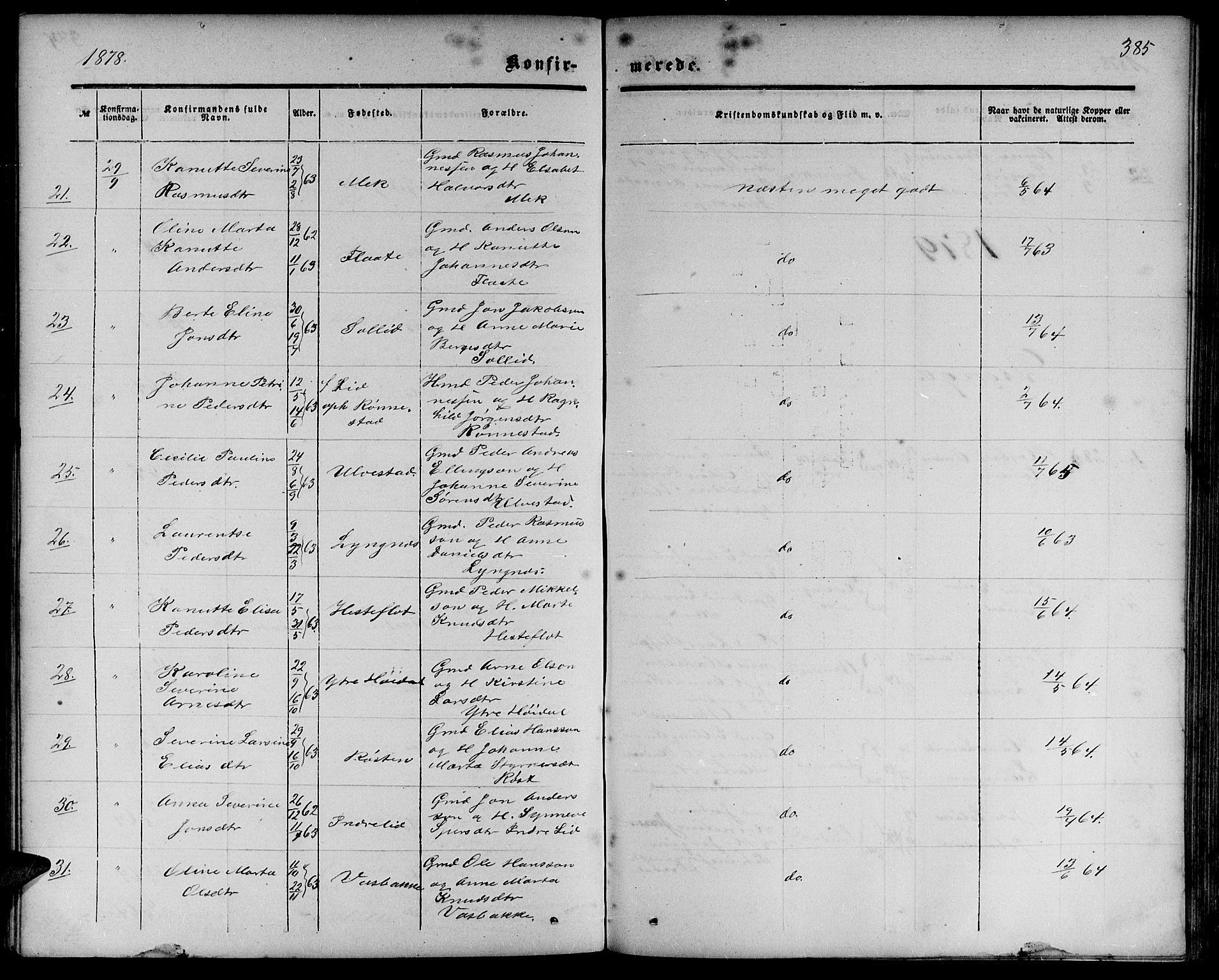 Ministerialprotokoller, klokkerbøker og fødselsregistre - Møre og Romsdal, AV/SAT-A-1454/511/L0157: Klokkerbok nr. 511C03, 1864-1884, s. 385