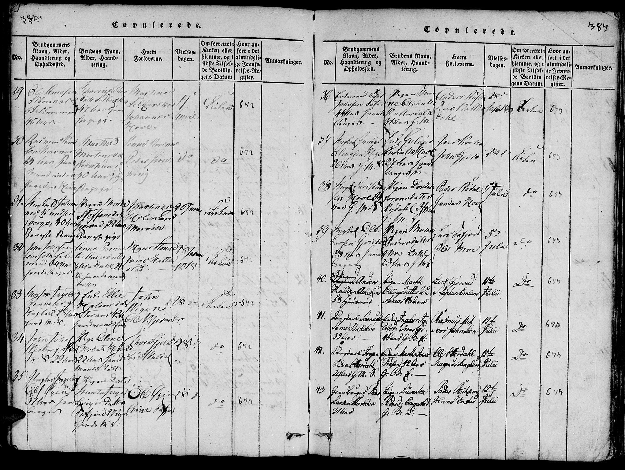 Ministerialprotokoller, klokkerbøker og fødselsregistre - Møre og Romsdal, AV/SAT-A-1454/519/L0260: Klokkerbok nr. 519C01, 1817-1829, s. 382-383