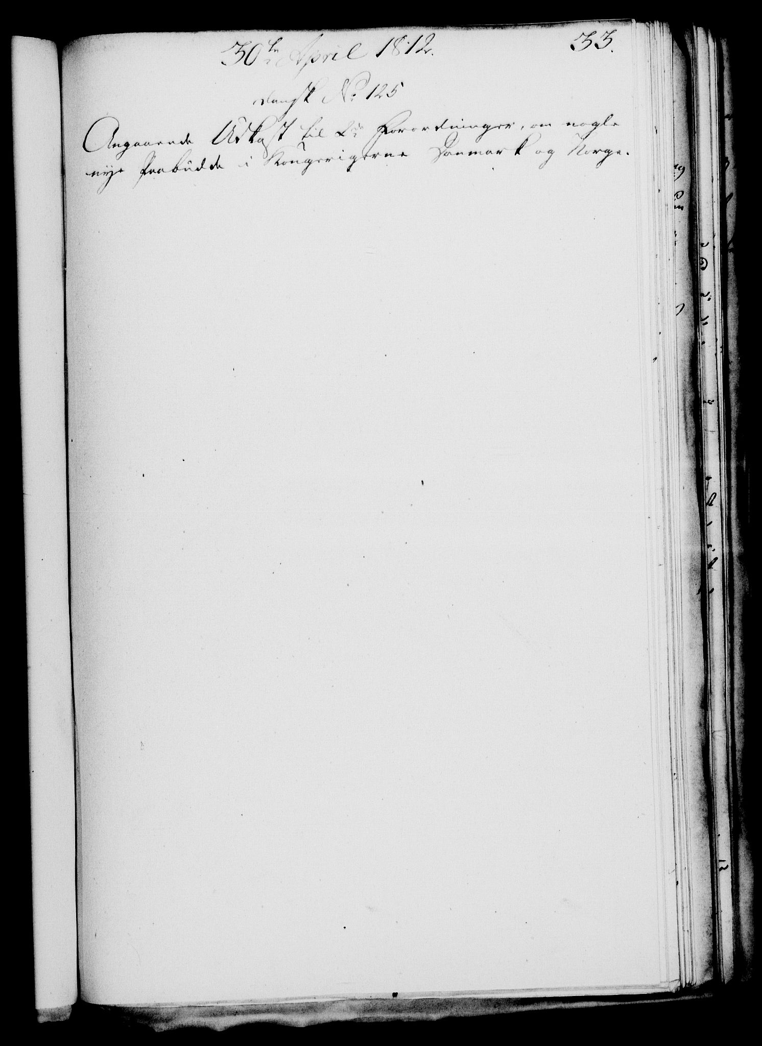 Rentekammeret, Kammerkanselliet, RA/EA-3111/G/Gf/Gfa/L0094: Norsk relasjons- og resolusjonsprotokoll (merket RK 52.94), 1812, s. 133