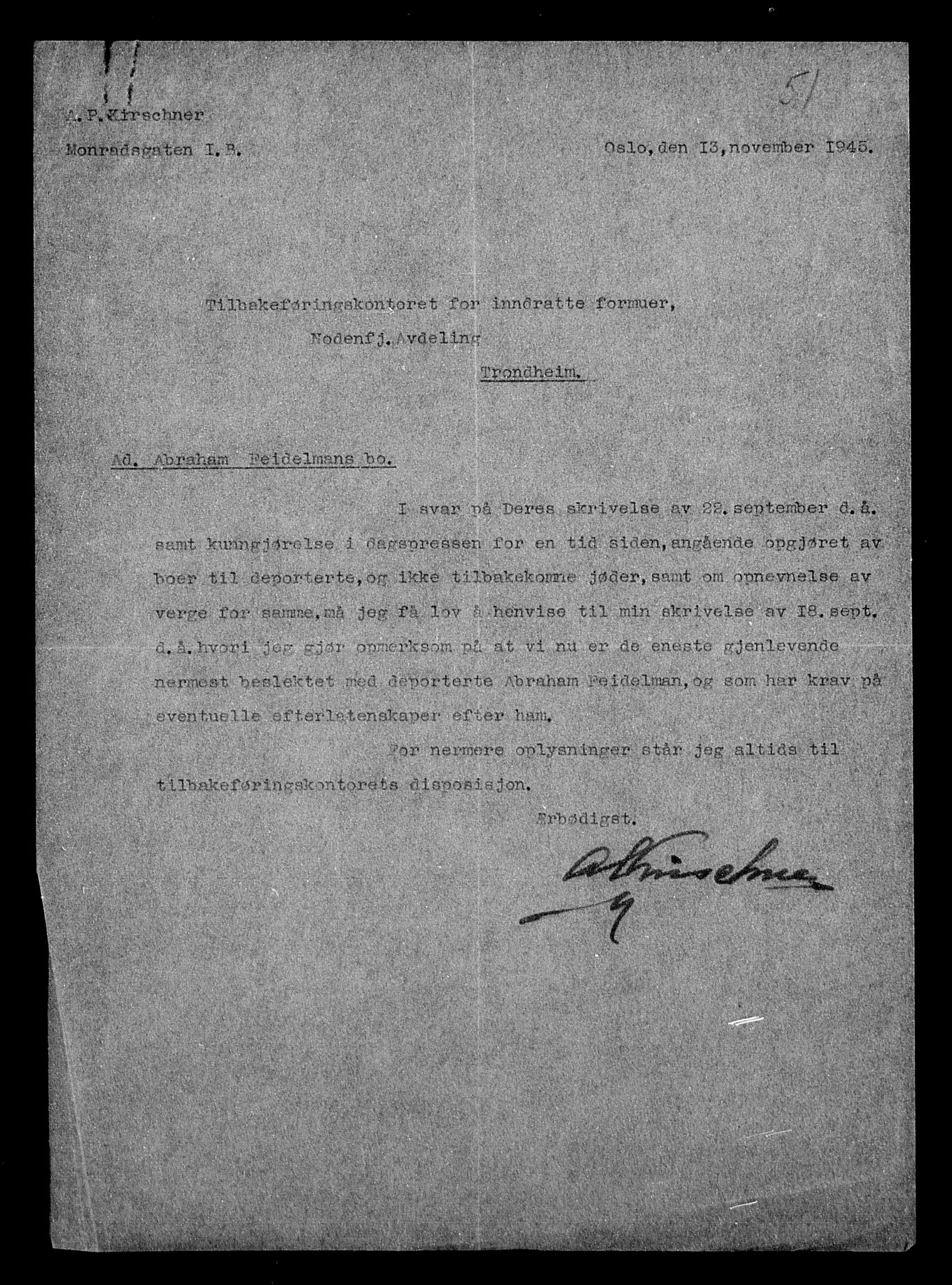 Justisdepartementet, Tilbakeføringskontoret for inndratte formuer, AV/RA-S-1564/H/Hc/Hcb/L0912: --, 1945-1947, s. 14
