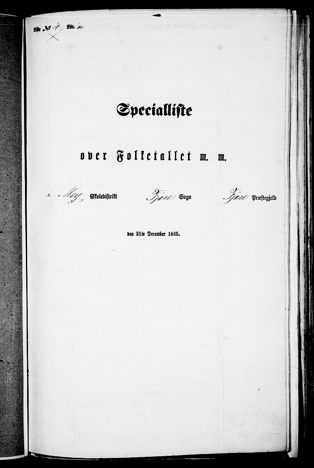 RA, Folketelling 1865 for 0923L Fjære prestegjeld, Fjære sokn, 1865, s. 106