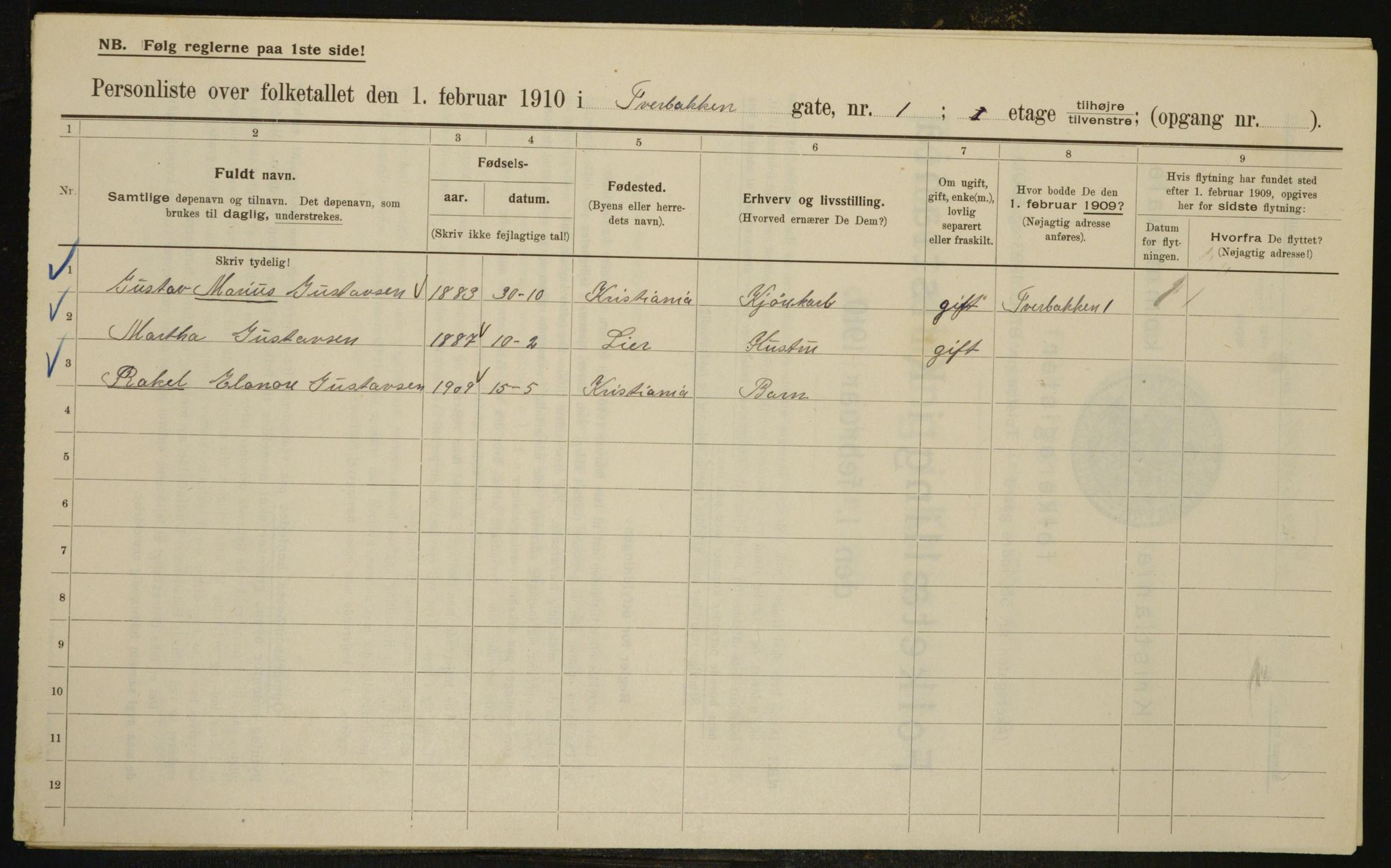 OBA, Kommunal folketelling 1.2.1910 for Kristiania, 1910, s. 111394