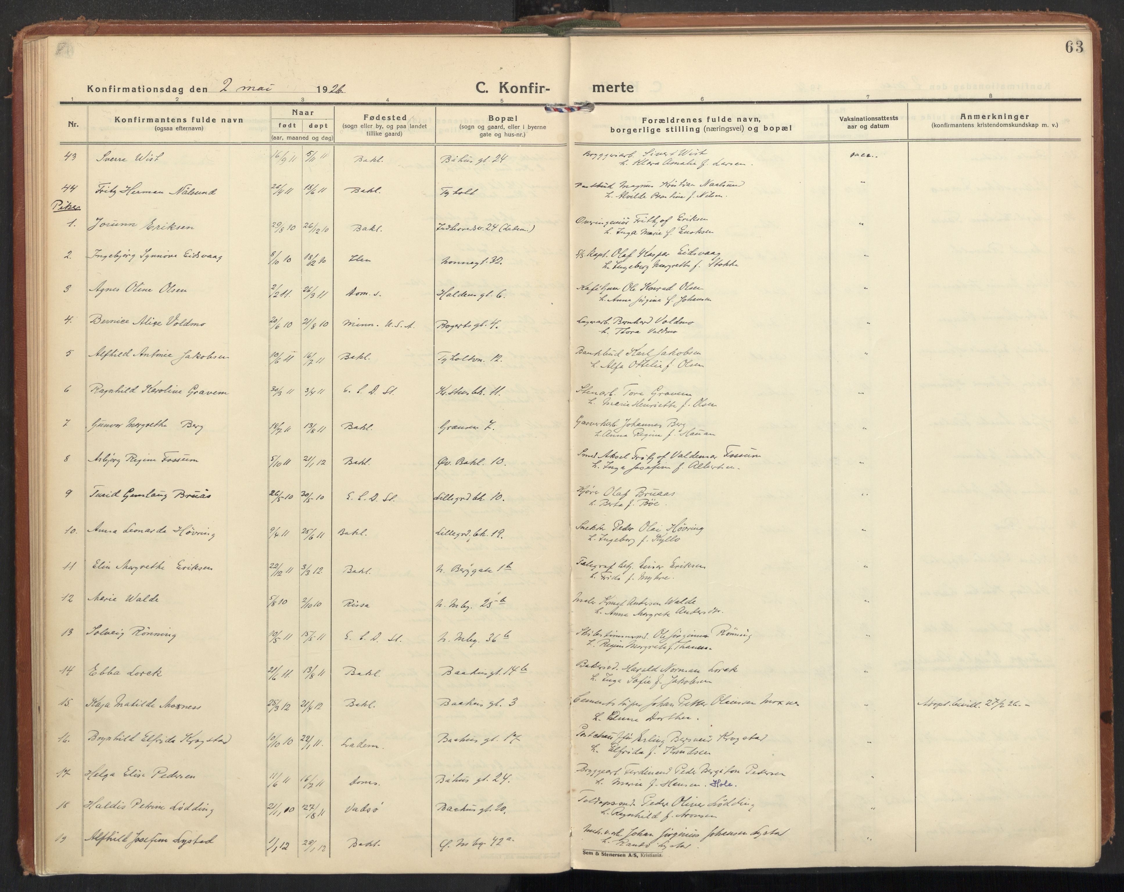 Ministerialprotokoller, klokkerbøker og fødselsregistre - Sør-Trøndelag, SAT/A-1456/604/L0208: Ministerialbok nr. 604A28, 1923-1937, s. 63
