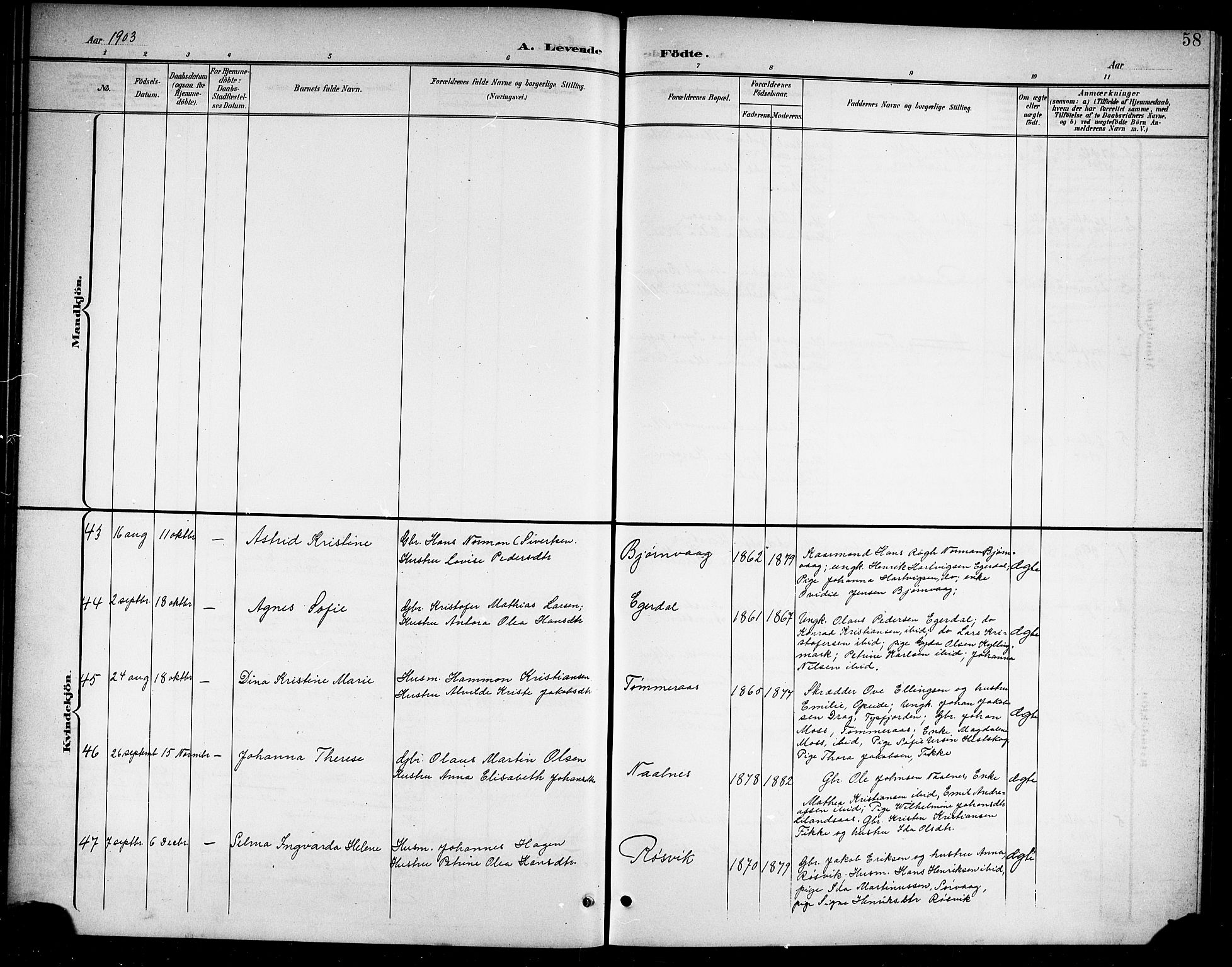 Ministerialprotokoller, klokkerbøker og fødselsregistre - Nordland, AV/SAT-A-1459/859/L0860: Klokkerbok nr. 859C06, 1899-1909, s. 58