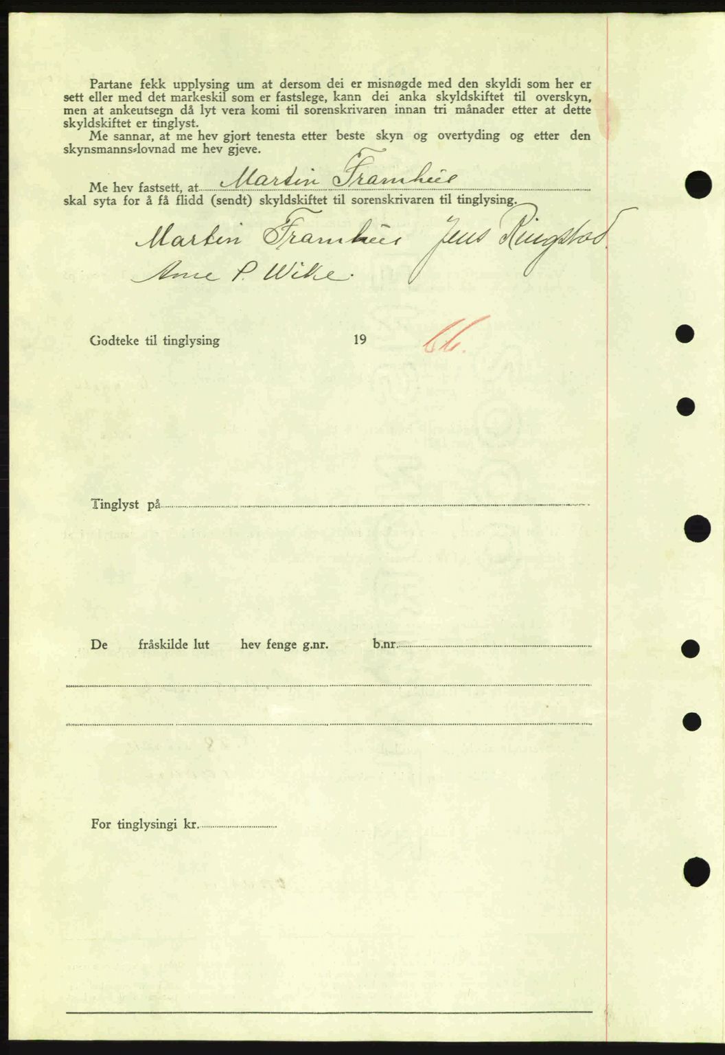 Nordre Sunnmøre sorenskriveri, AV/SAT-A-0006/1/2/2C/2Ca: Pantebok nr. A10, 1940-1941, Dagboknr: 1578/1940