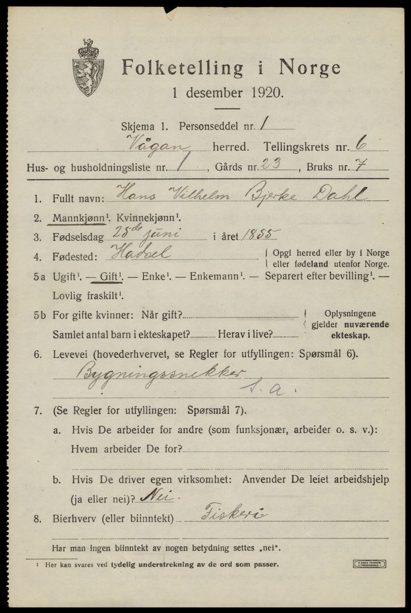 SAT, Folketelling 1920 for 1865 Vågan herred, 1920, s. 6141