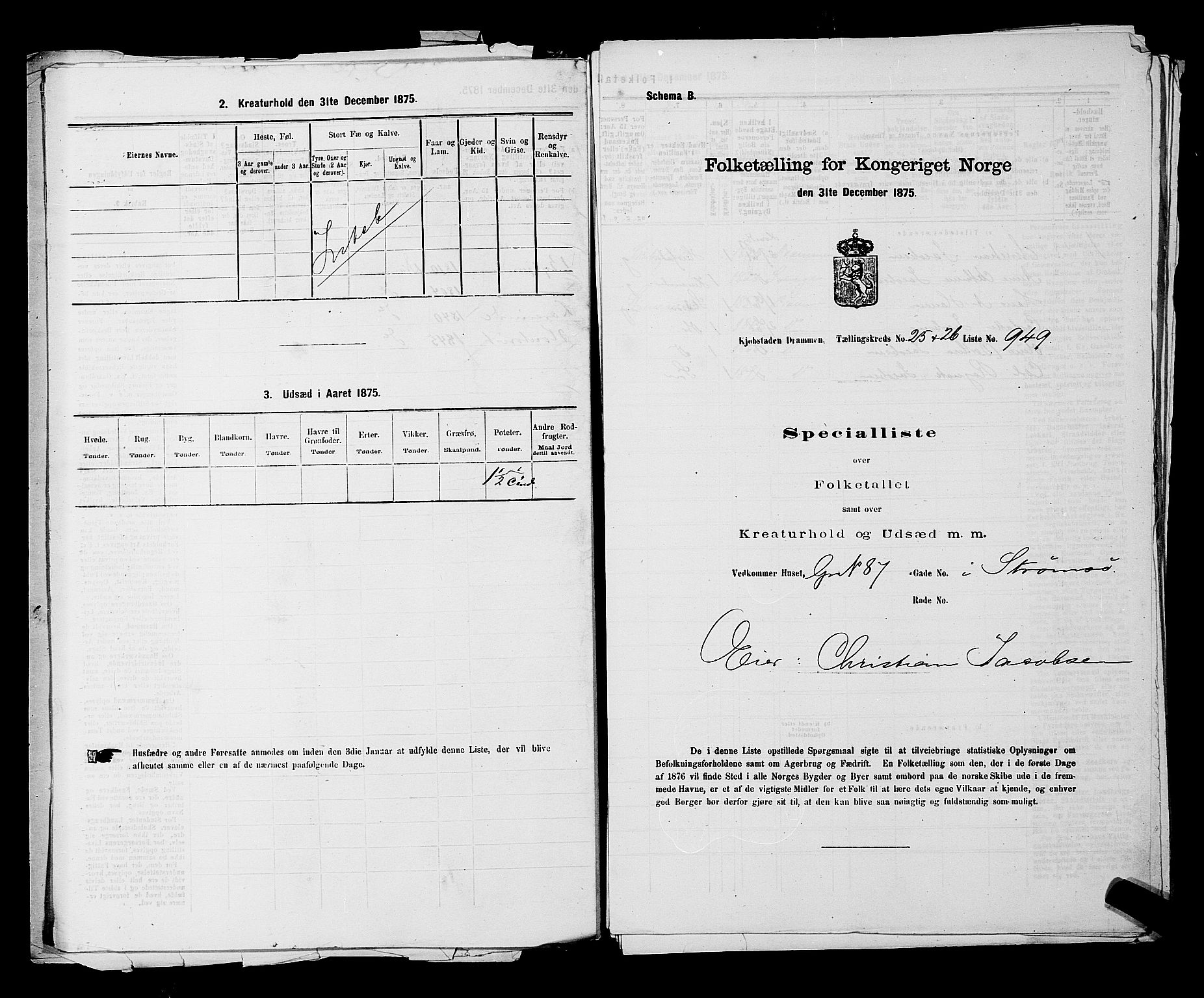 SAKO, Folketelling 1875 for 0602 Drammen kjøpstad, 1875, s. 2560