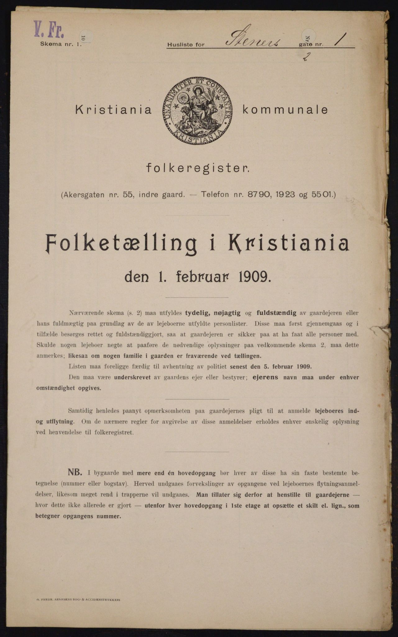 OBA, Kommunal folketelling 1.2.1909 for Kristiania kjøpstad, 1909, s. 91794