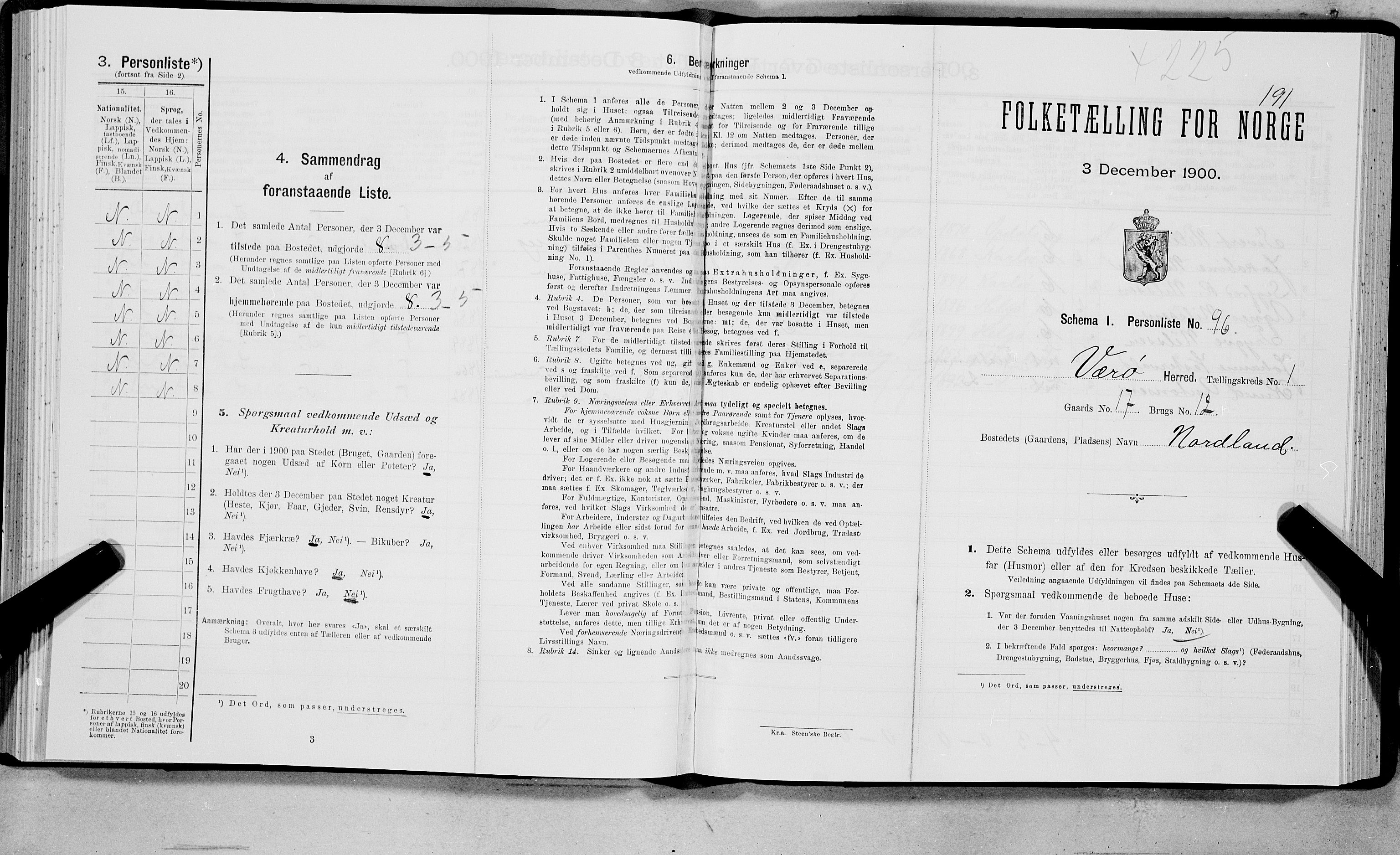 SAT, Folketelling 1900 for 1857 Værøy herred, 1900, s. 200