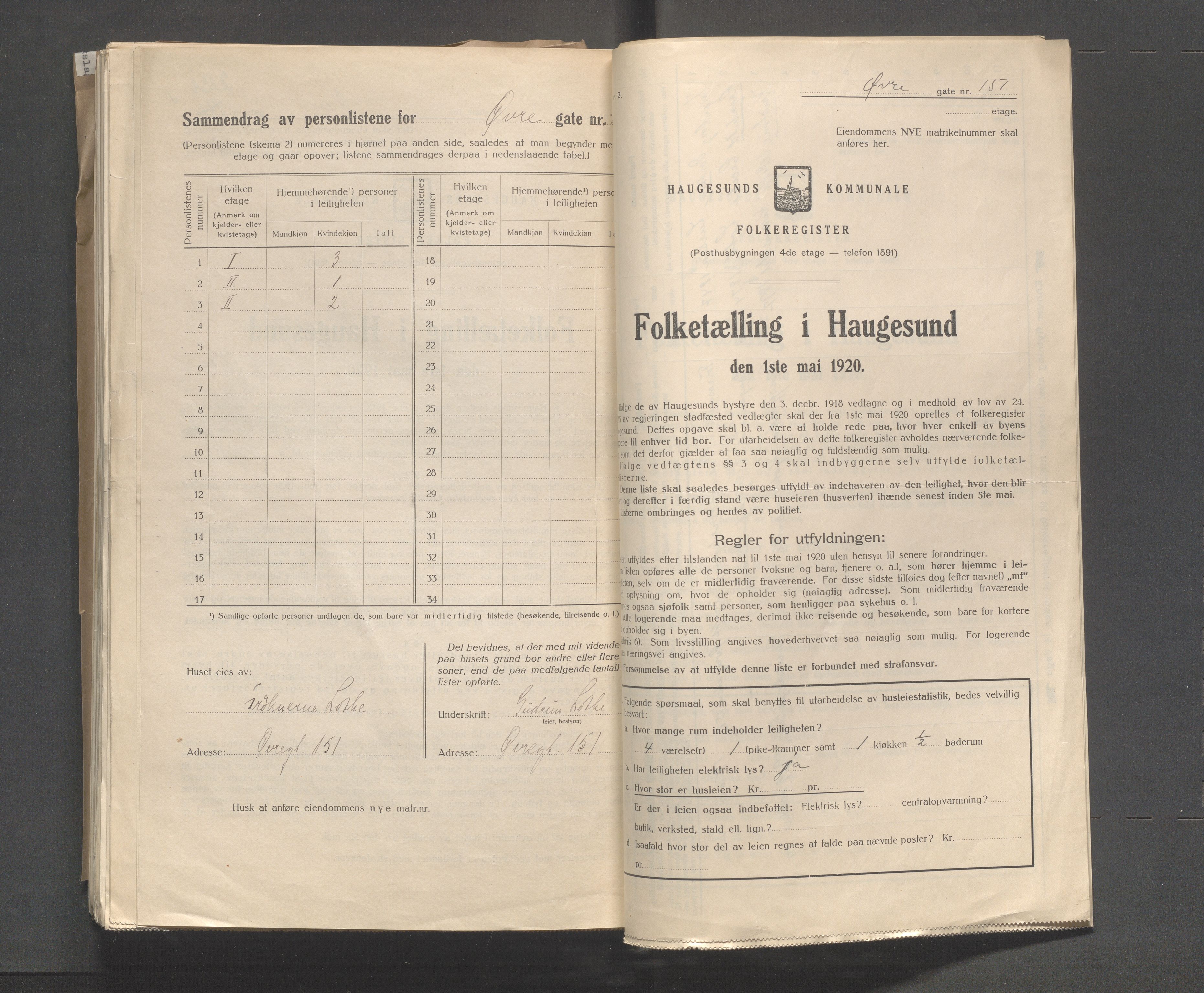 IKAR, Kommunal folketelling 1.5.1920 for Haugesund, 1920, s. 5605